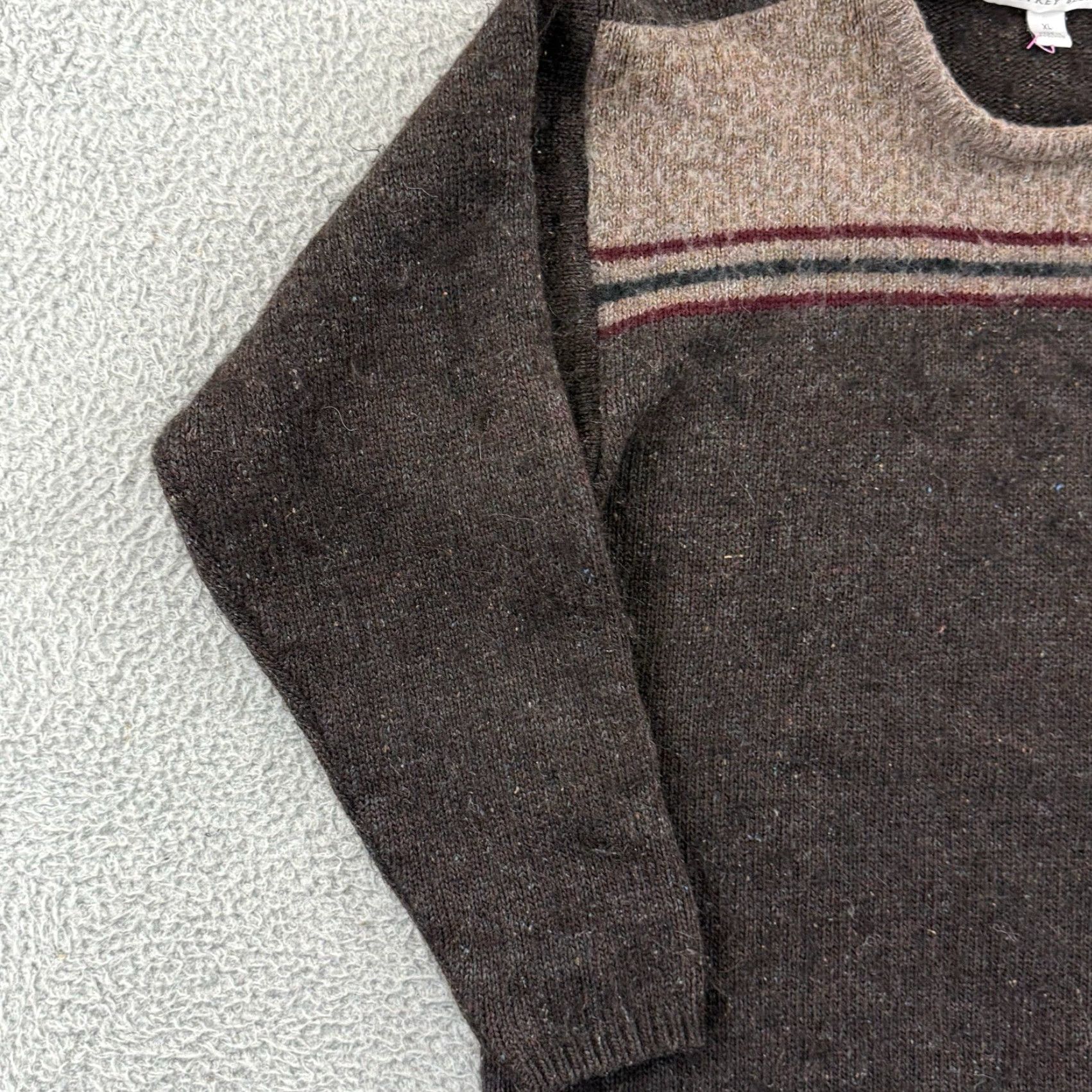 Geoffrey Beene VINTAGE Geoffrey Beene Sweater Mens XL Brown Striped Wool Blend Pullover Grandpa Size US XL / EU 56 / 4 - 4 Thumbnail