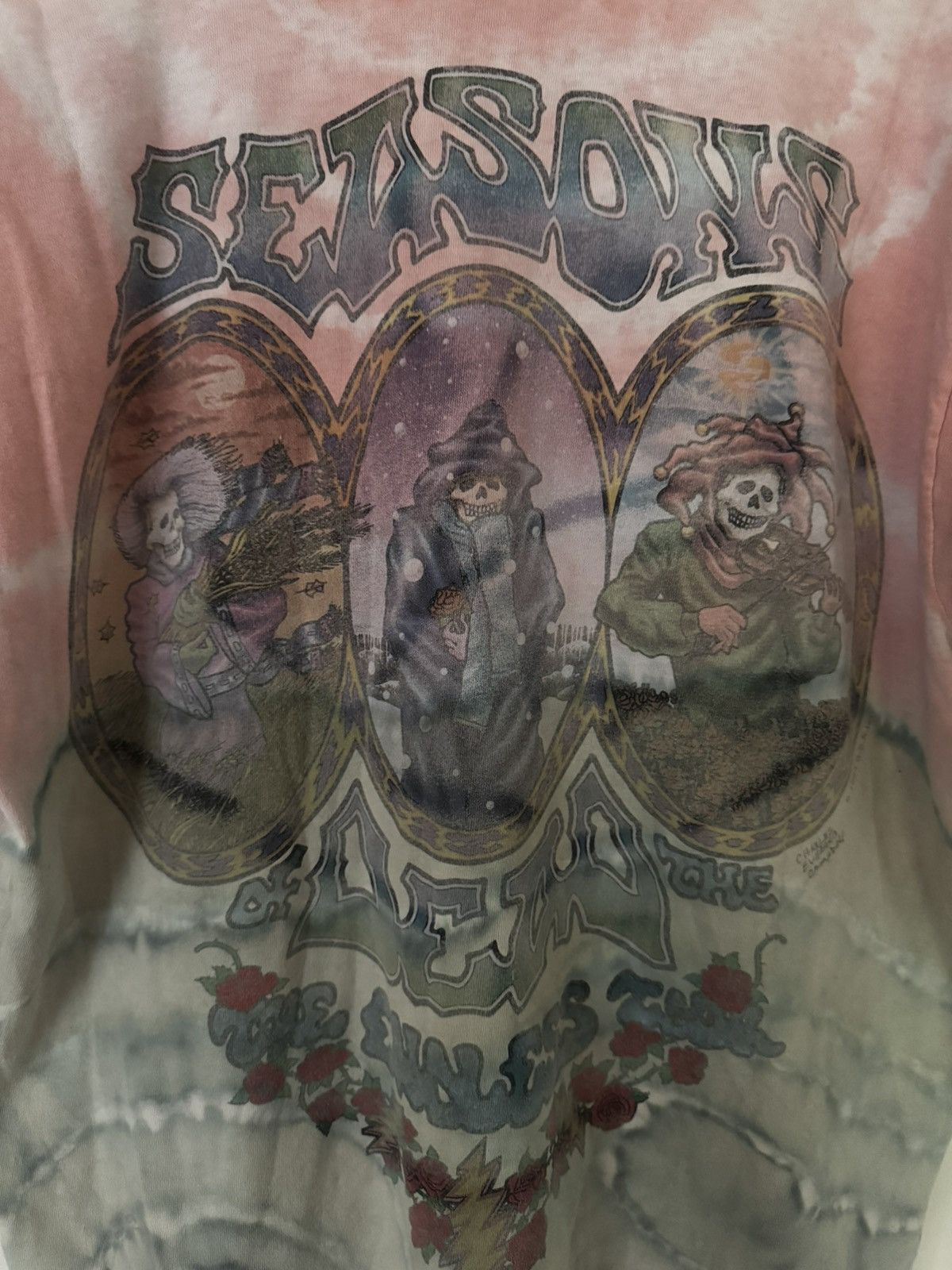 Grateful Dead Vtg 1993 Grateful Dead Seasons Of The Dead Endless Tour Tee Size US XL / EU 56 / 4 - 9 Thumbnail