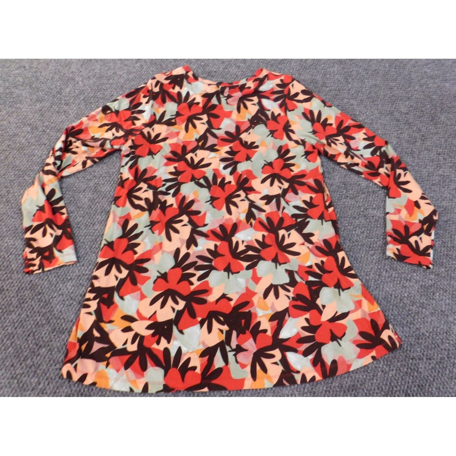 Vintage LOGO by Lori Goldstein Blouse Shirt Tunic Long Sleeve Red Floral Knit Rayon Spandex Regular Women L Size L / US 10 / IT 46 - 7 Thumbnail