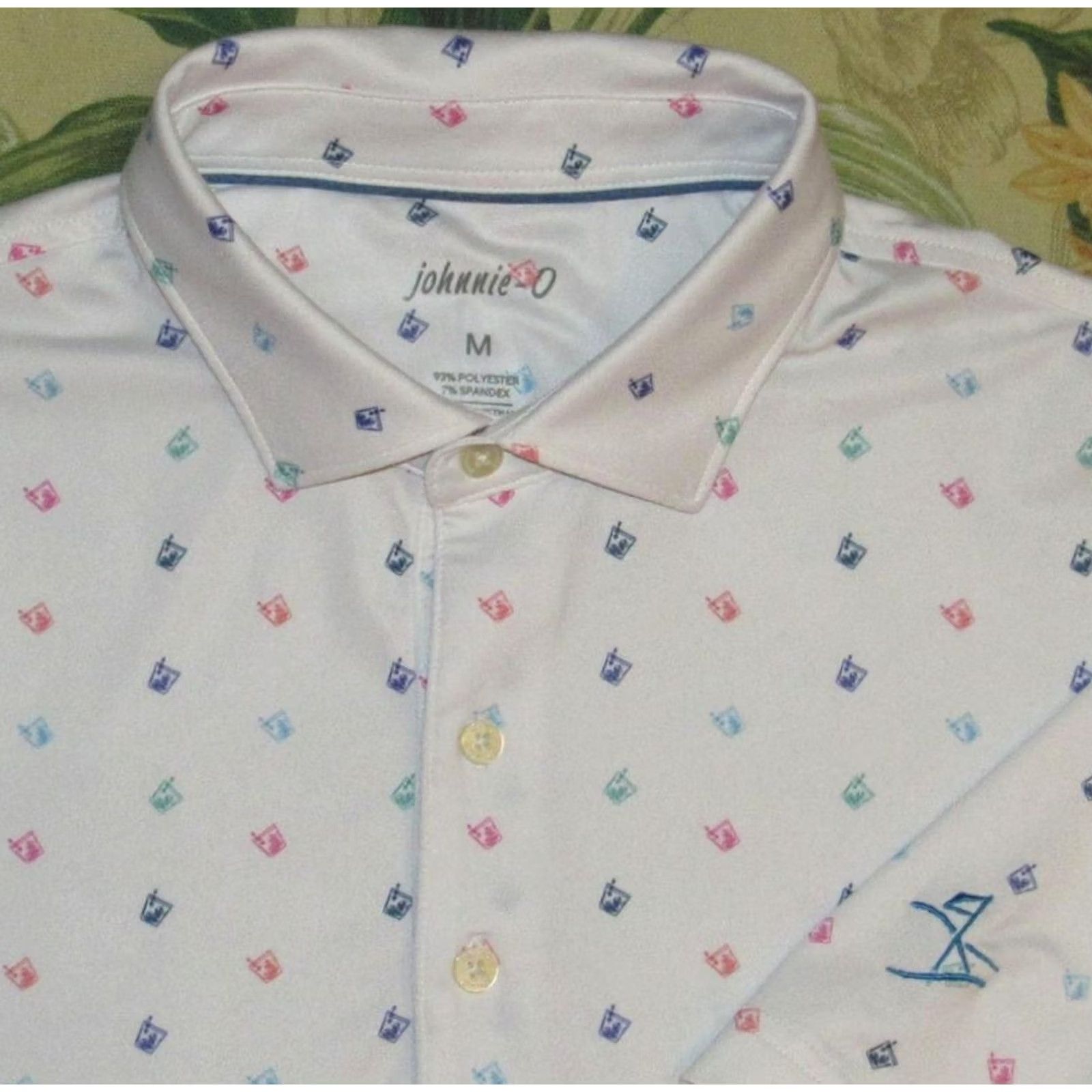 johnnie-O JOHNNIE O White Short Sleeve Cocktail Performance Polo Shirt Medium Mens Polo Size US M / EU 48-50 / 2 - 2 Thumbnail