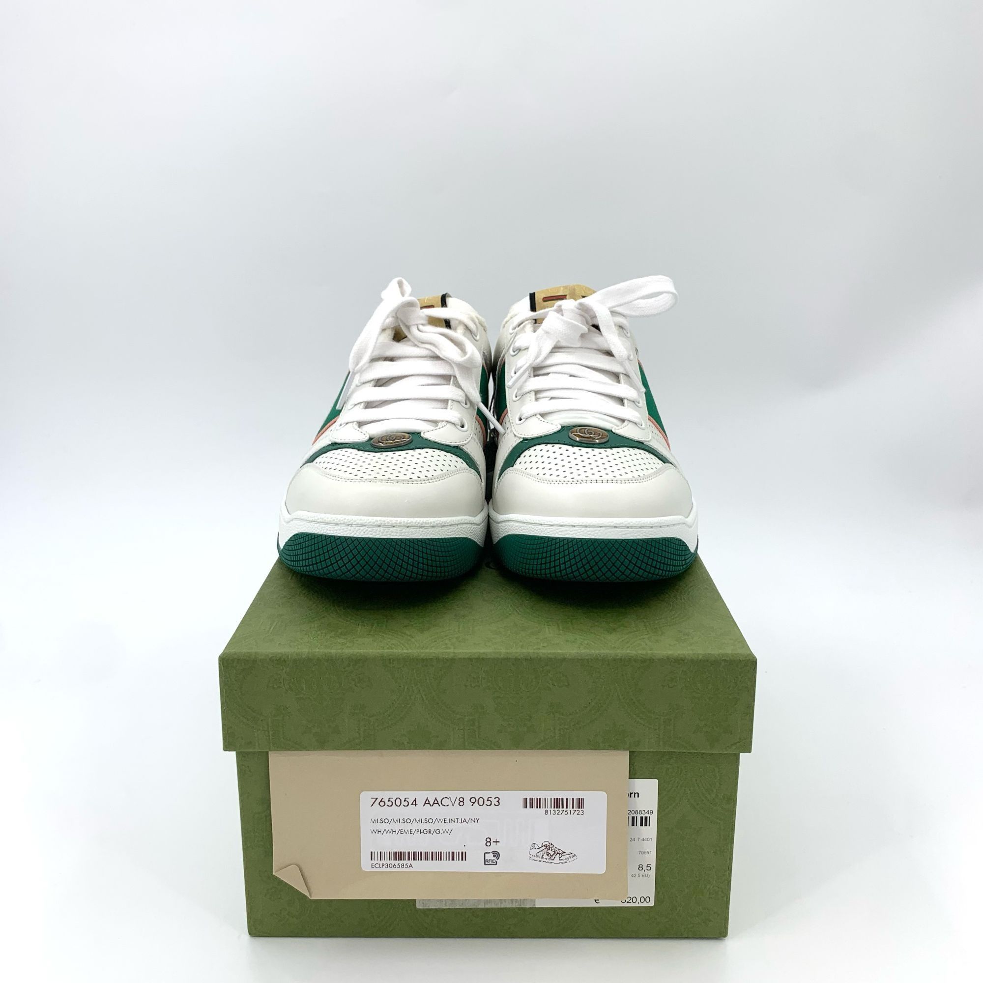 Gucci Gucci White & Green GG Logo Lace-Up Sneakers 8.5 With Origin Size US 8.5 / IT 38.5 - 2 Thumbnail