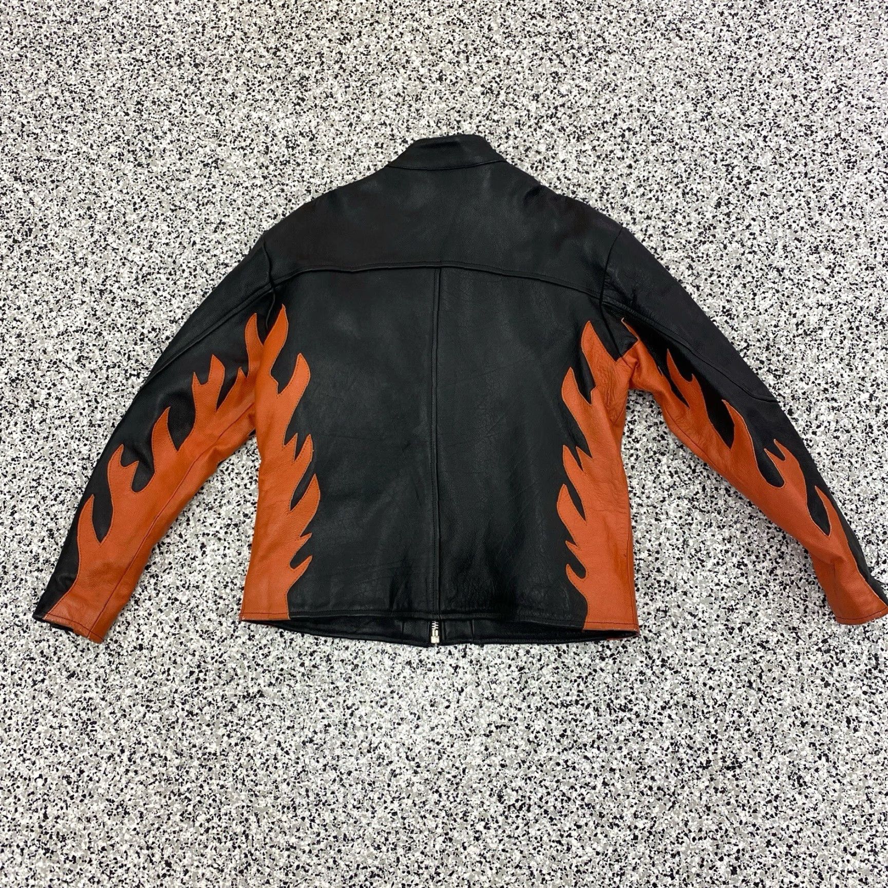 Vintage VINTAGE Leather Jacket Mens 46 Black Biker Motorcycle Flames Jacket Size US S / EU 44-46 / 1 - 6 Thumbnail