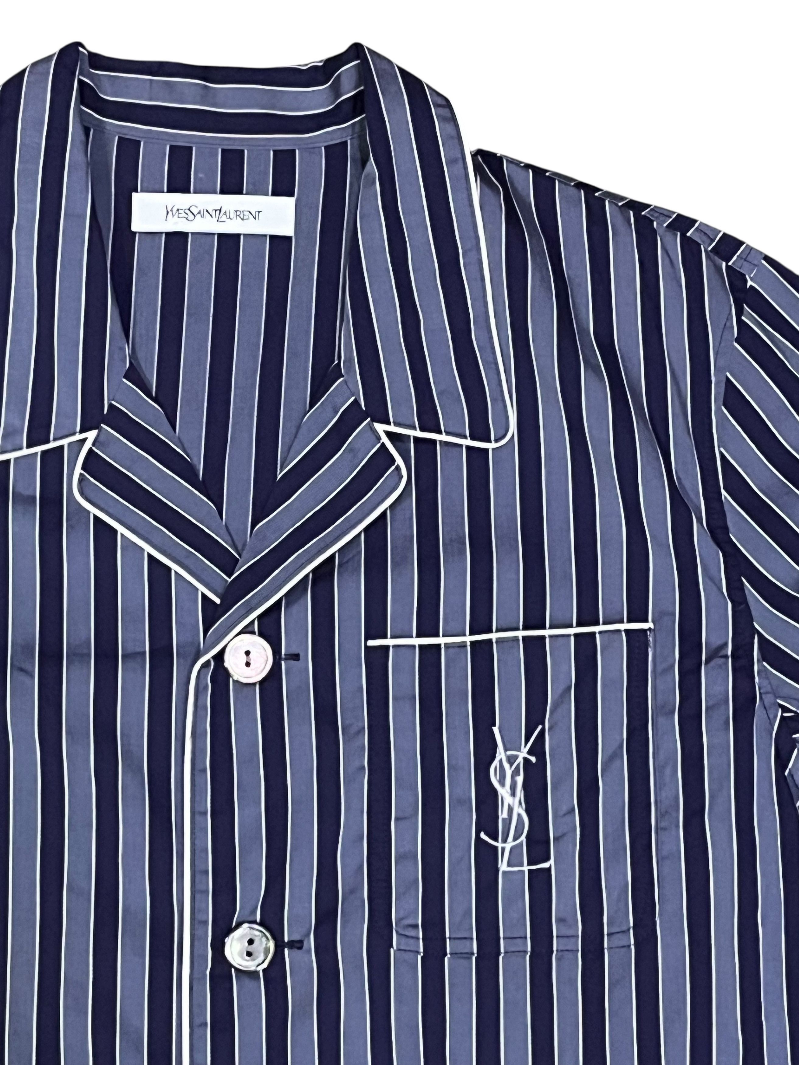 Yves Saint Laurent VERYRARE🔥Vintage YSL Stripe Pajama Set Big Logo Embroidery Size US M / EU 48-50 / 2 - 1 Thumbnail