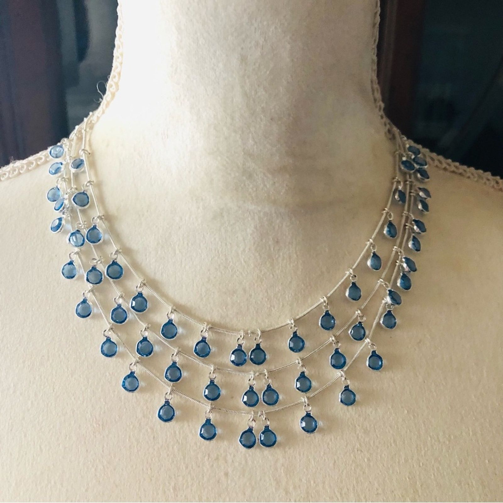 Anne Klein Vintage Anne Klein lion triple strand blue crystal necklace Size ONE SIZE - 2 Thumbnail