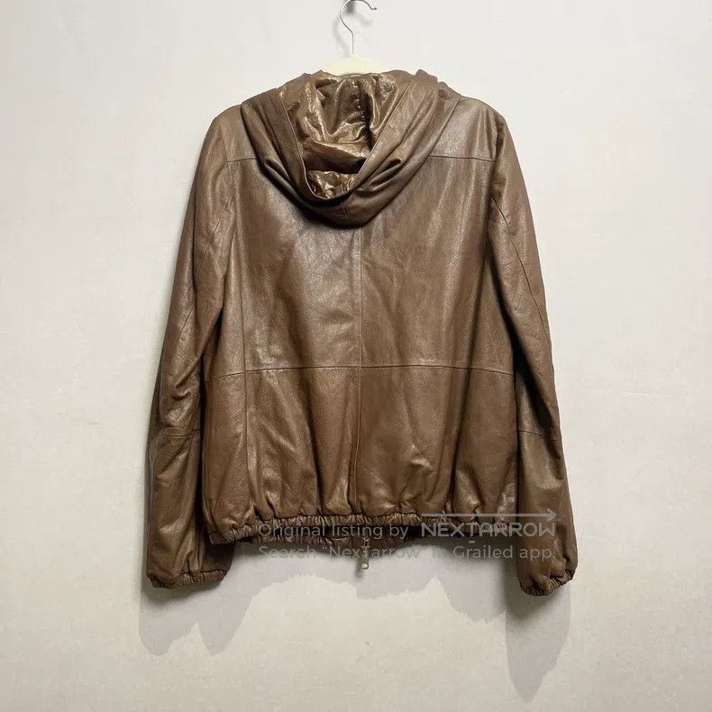Brunello Cucinelli Brunello Cucinelli Brown Lamb Leather Two-Tone Leather Jac Size XS / US 0-2 / IT 36-38 - 2 Thumbnail