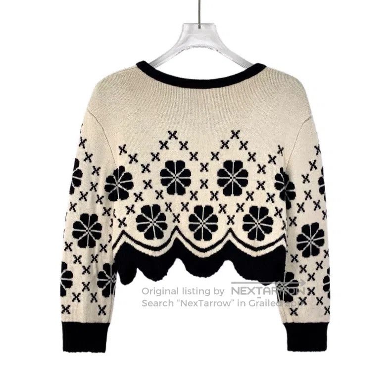 Dior Dior Colour-blocked floral inlaid wool round-neck lace lon Size XS / US 0-2 / IT 36-38 - 2 Thumbnail