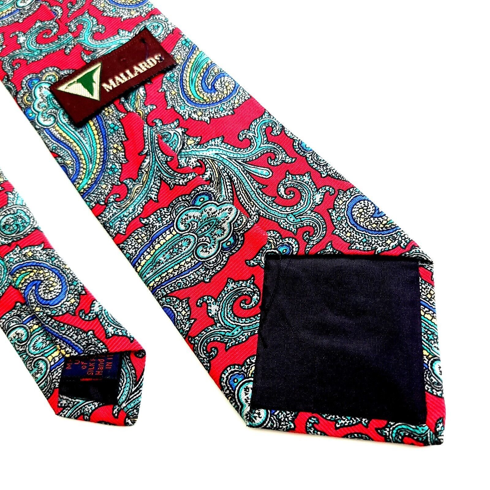 Designer Mallards Red Teal Baroque Floral Jacquard Print Silk Tie Size ONE SIZE - 5 Thumbnail