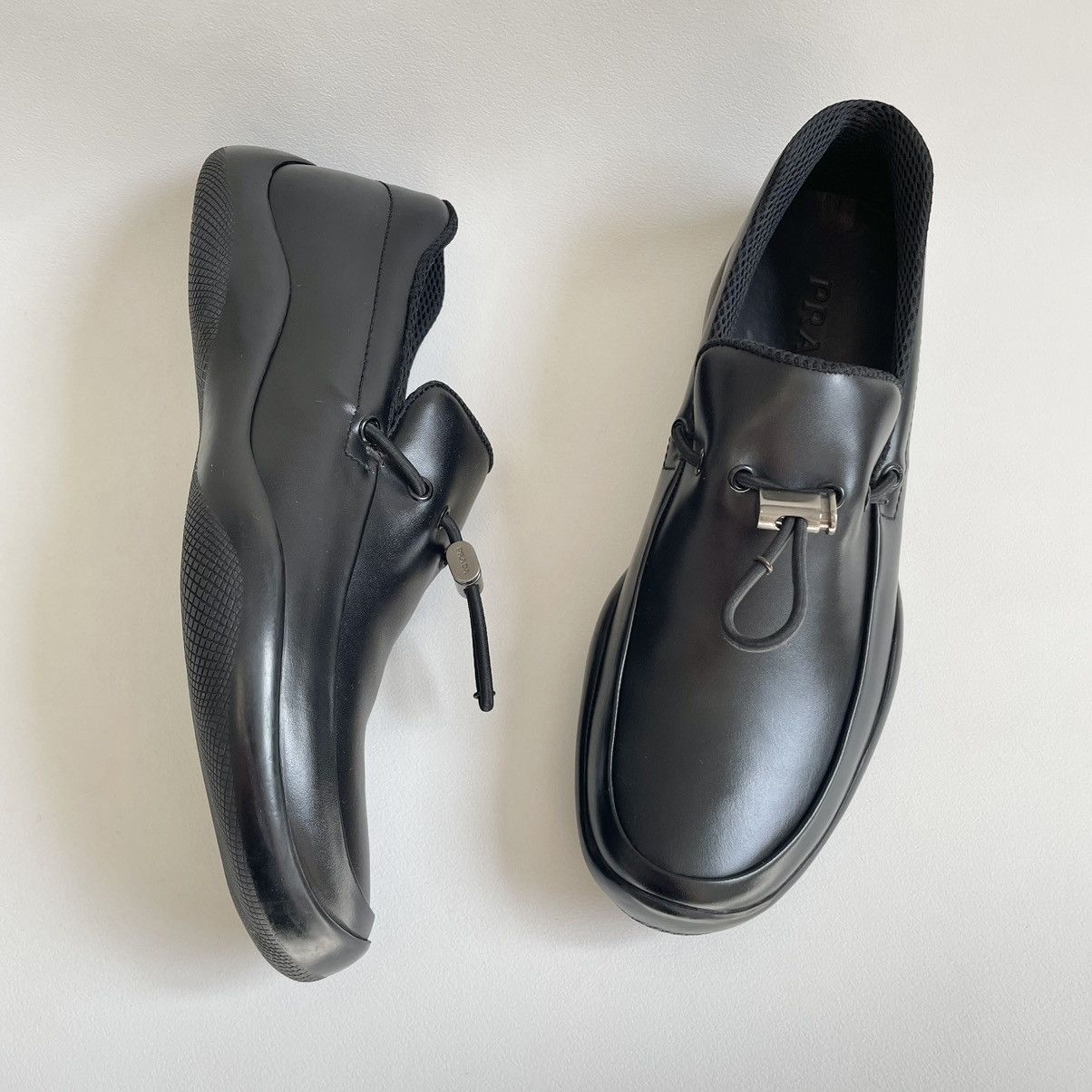 Prada Black Leather ‘Bunjee Cord’ Loafers Size US 9 / EU 42 - 15 Thumbnail