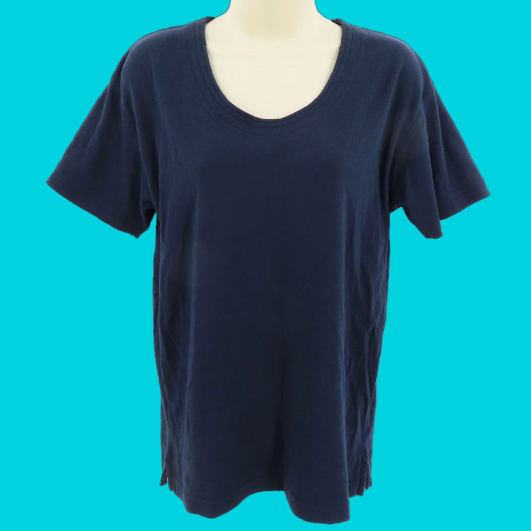 Vintage VINTAGE Peruvian Connection Womens Tee Shirt Top Pima Cotton Blue Scoop Neck Short Sleeve Size S / US 4 / IT 40 - 1 Thumbnail