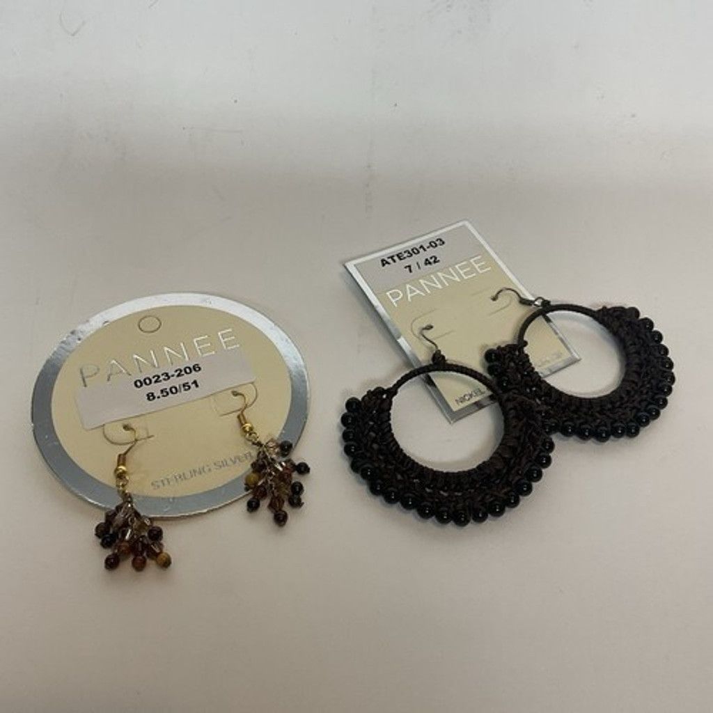 Other Pannee Loop /Hoop Macrame Earrings Brown & Beaded Dangle Size ONE SIZE - 8 Thumbnail