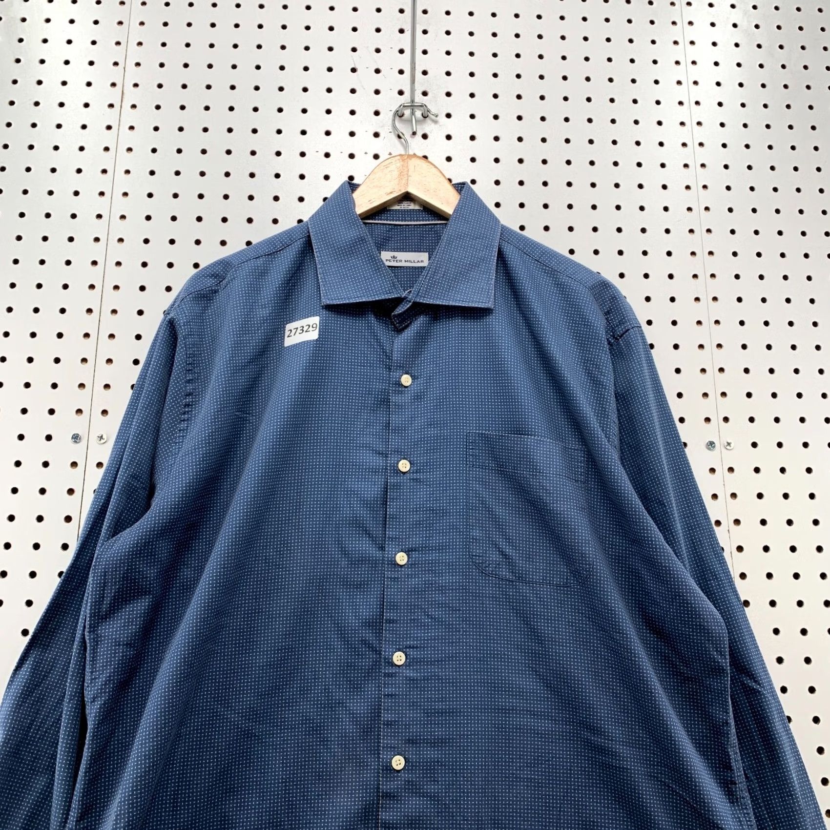 Peter Millar Peter Millar Pocket Button Shirt Blue Long Sleeve Polka Dot Mens XL) Size US XL / EU 56 / 4 - 5 Thumbnail