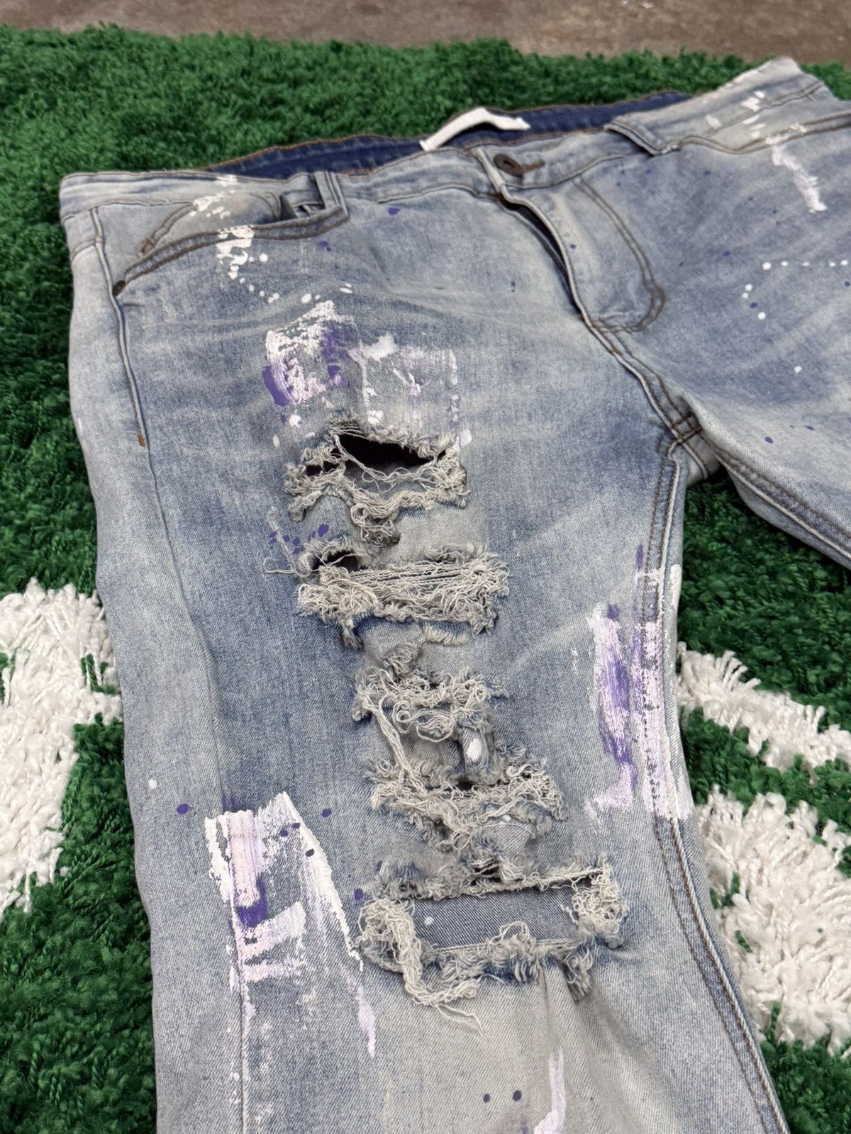 Vintage Kdnk 1141411 Jeans Stretch Purple Paint Distressed Denim 38 Size US 38 / EU 54 - 3 Thumbnail