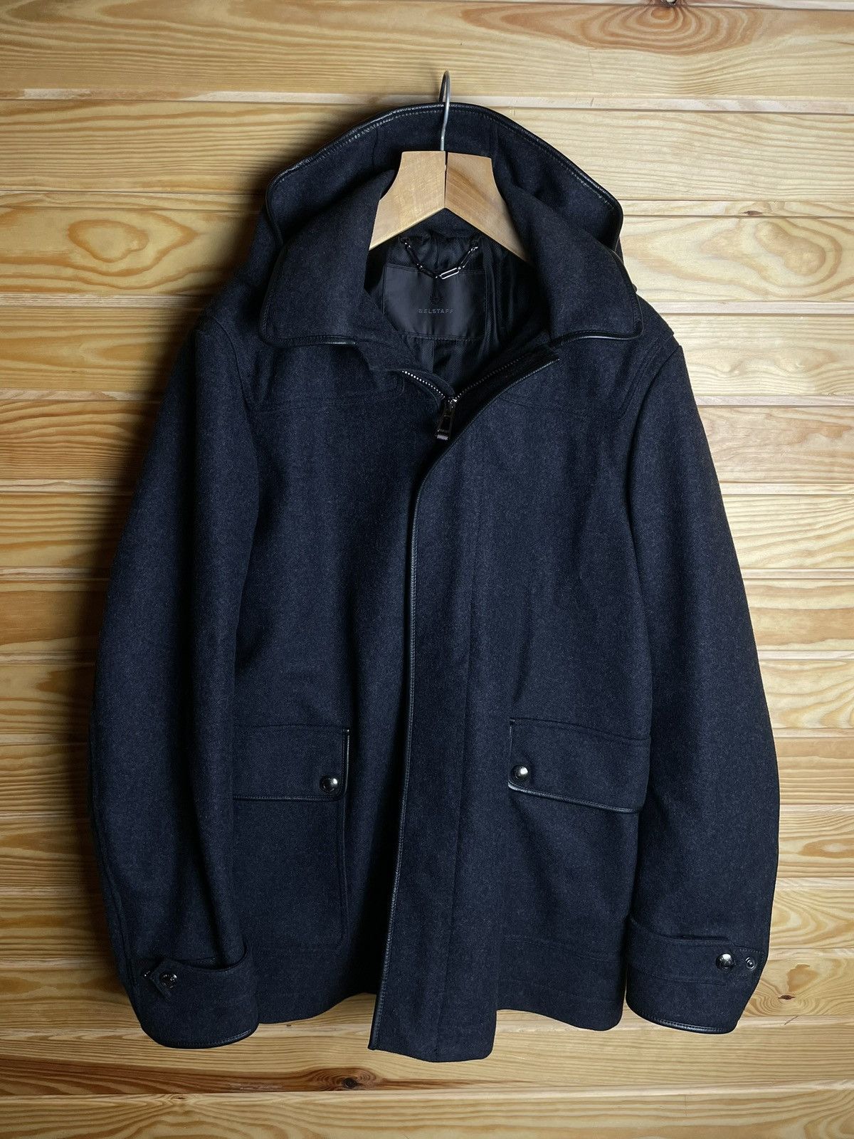 Belstaff × Designer Belstaff Mens Wool Hooded Jacket Made In Italy Size US L / EU 52-54 / 3 - 3 Thumbnail