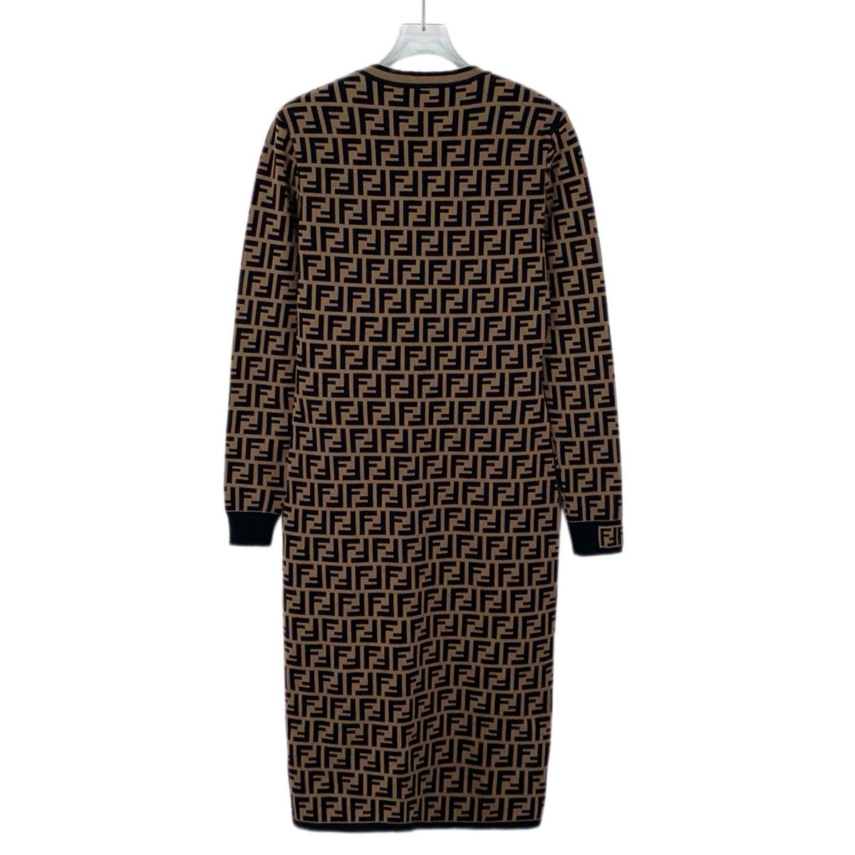 Fendi Fendi Dark Brown FF Monogram Long Sleeve Knit Dress K26WX Size M / US 6-8 / IT 42-44 - 2 Thumbnail