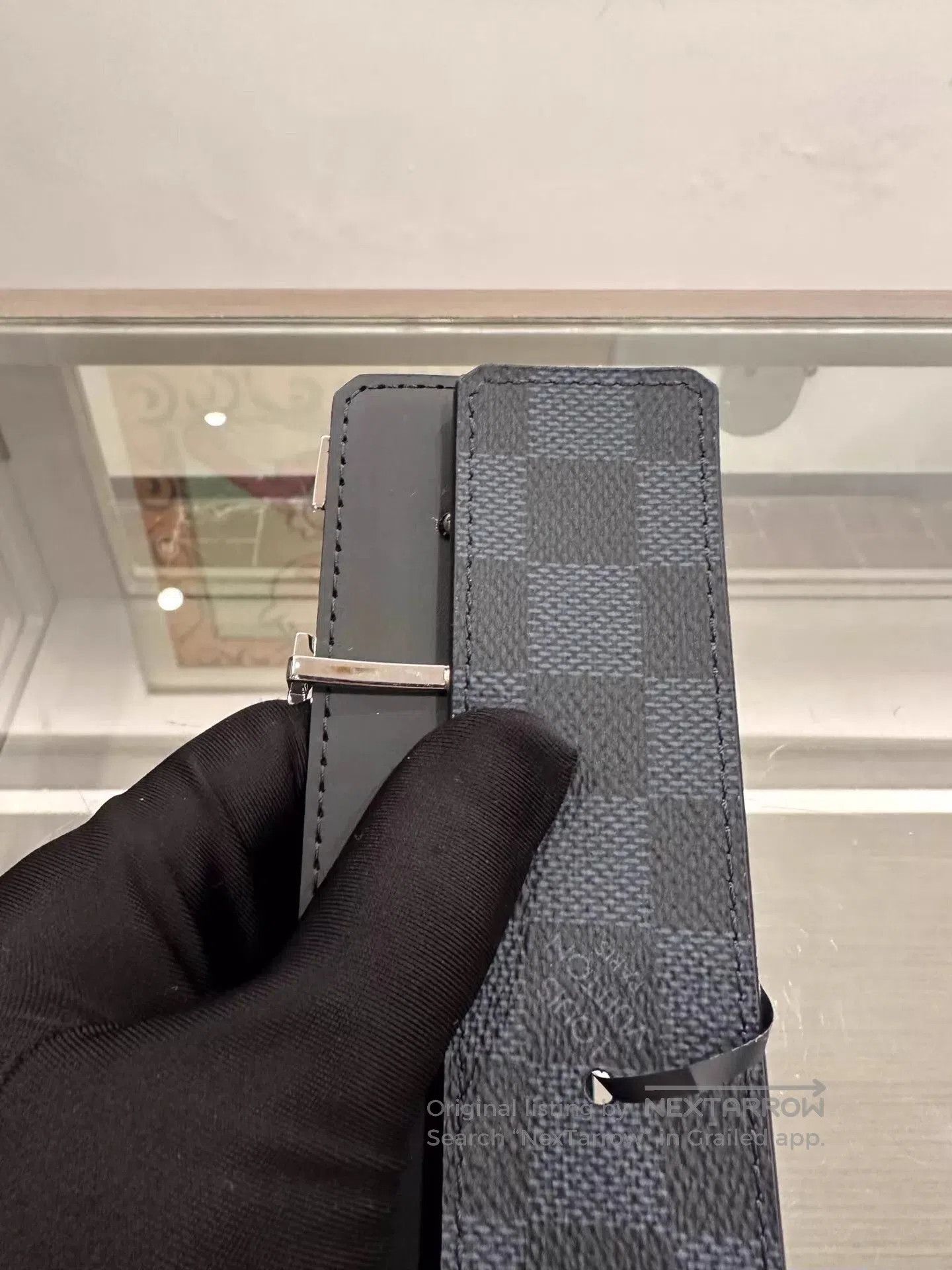 Louis Vuitton Checkered Pattern Belt with Metallic Buckle. Size ONE SIZE - 5 Thumbnail