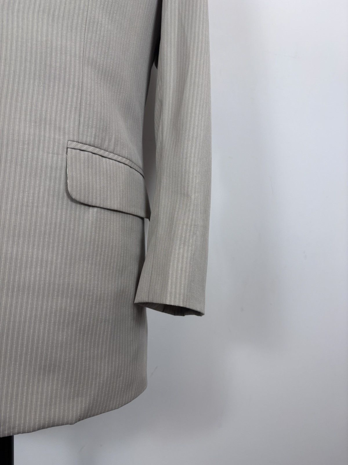 Lanvin Lanvin Sport Men’s Vintage Beige Ivory Striped Blazer Jacket Size 44R - 5 Thumbnail