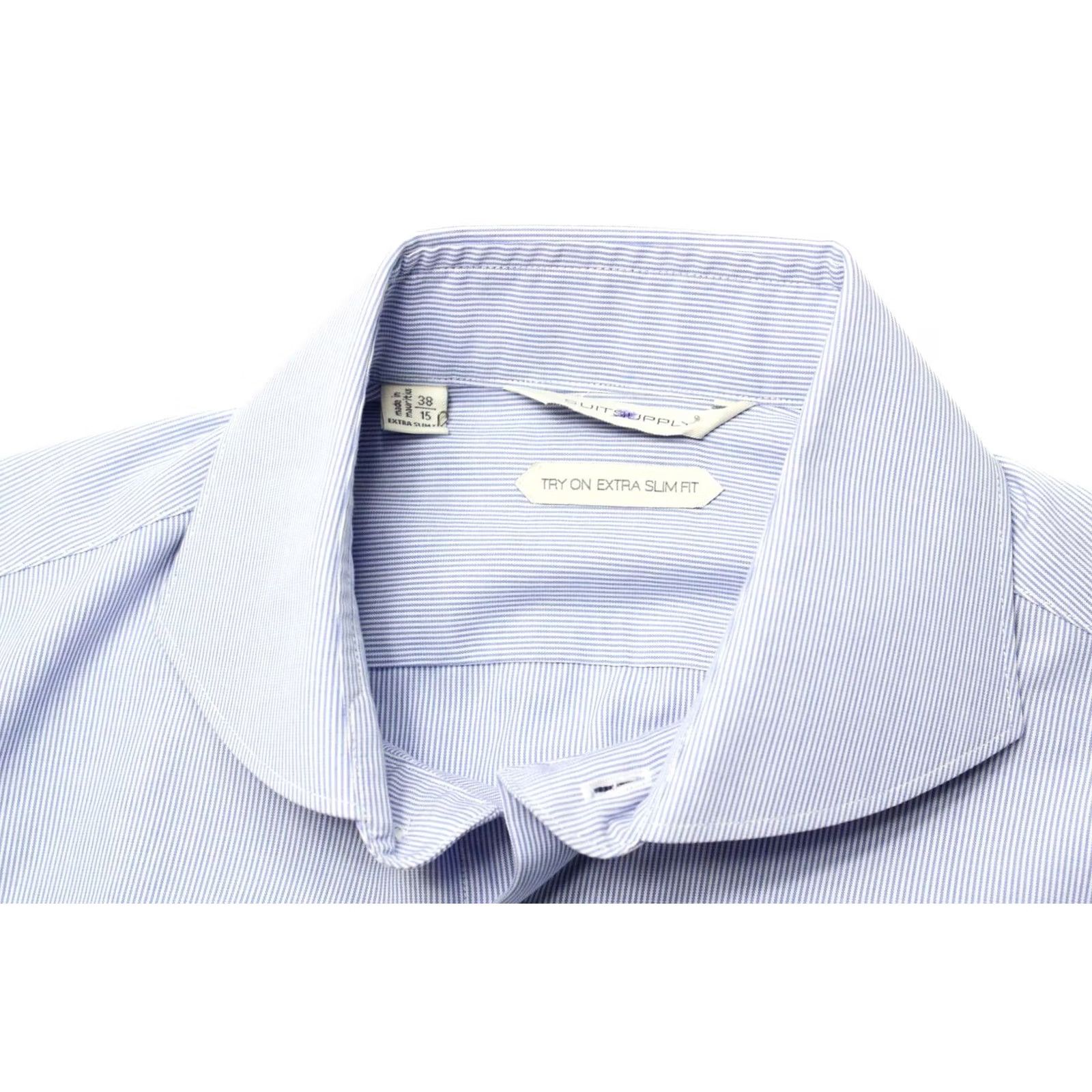 Suitsupply SUITSUPPLY Try On Extra Slim Fit Formal Shirt Men's Blue Pinstripe 38 / 15 Size 38R - 4 Thumbnail