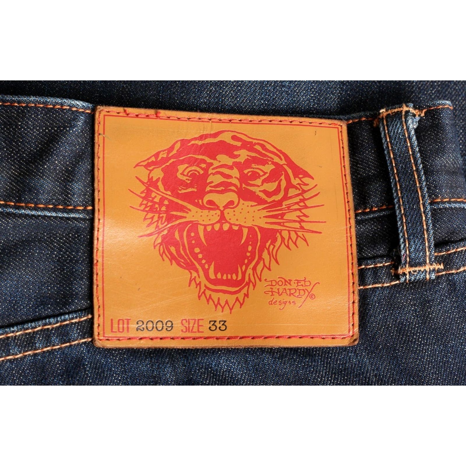 Ed Hardy VINTAGE ED HARDY 2009 Jeans Men 33/34 Regular Straight DZ3922 Blue Denim 5-Pocket Design Mens Regular Jeans Size US 33 - 5 Thumbnail