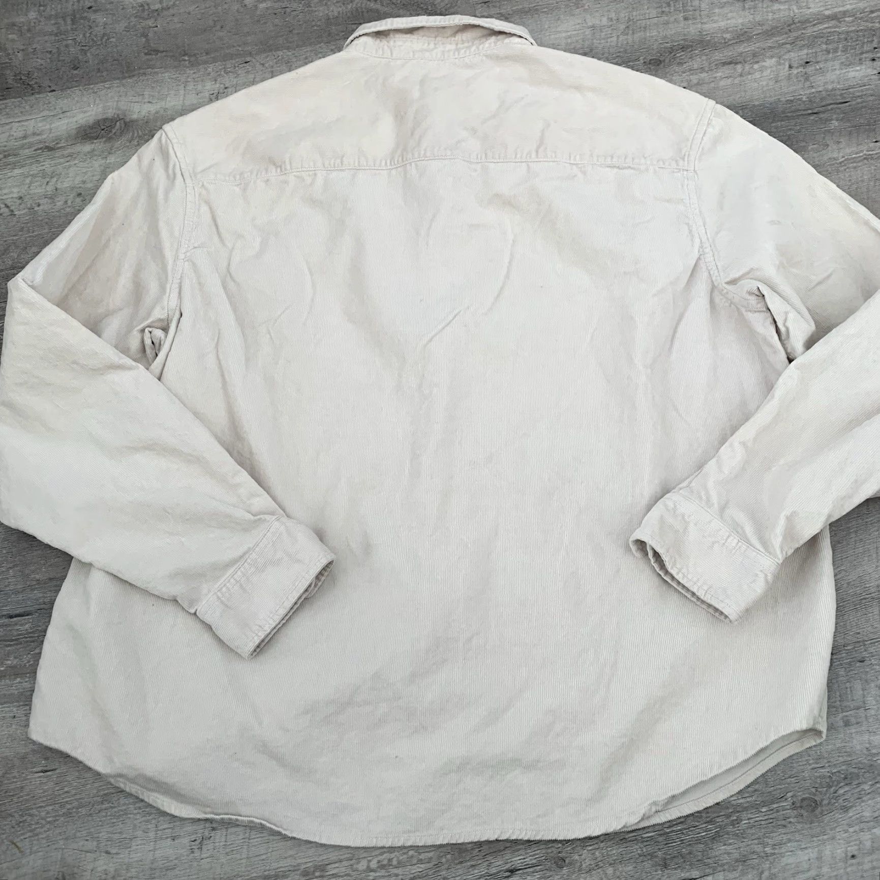 H&M H&M Corduroy Shirt Mens XL Beige Ivory Regular Button-Down 100% Cotton Cotton Corduroy Button-Up Pockets Casual | Men Regular Fit House Brand N/A Size US XL / EU 56 / 4 - 5 Thumbnail