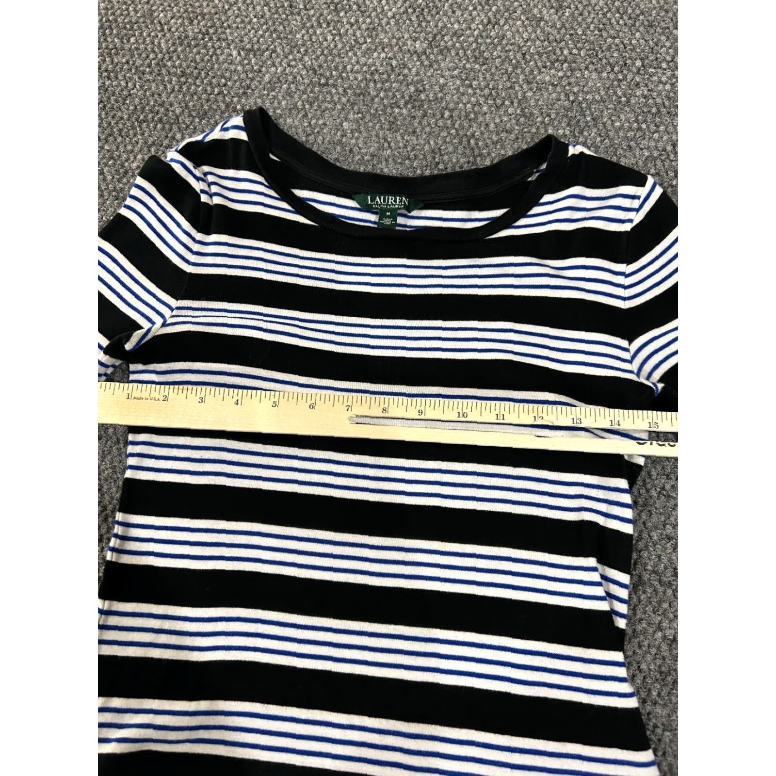 Ralph Lauren Lauren Ralph Lauren top Womens M Black White Blue stretch casual Shirt Size M / US 6-8 / IT 42-44 - 4 Thumbnail