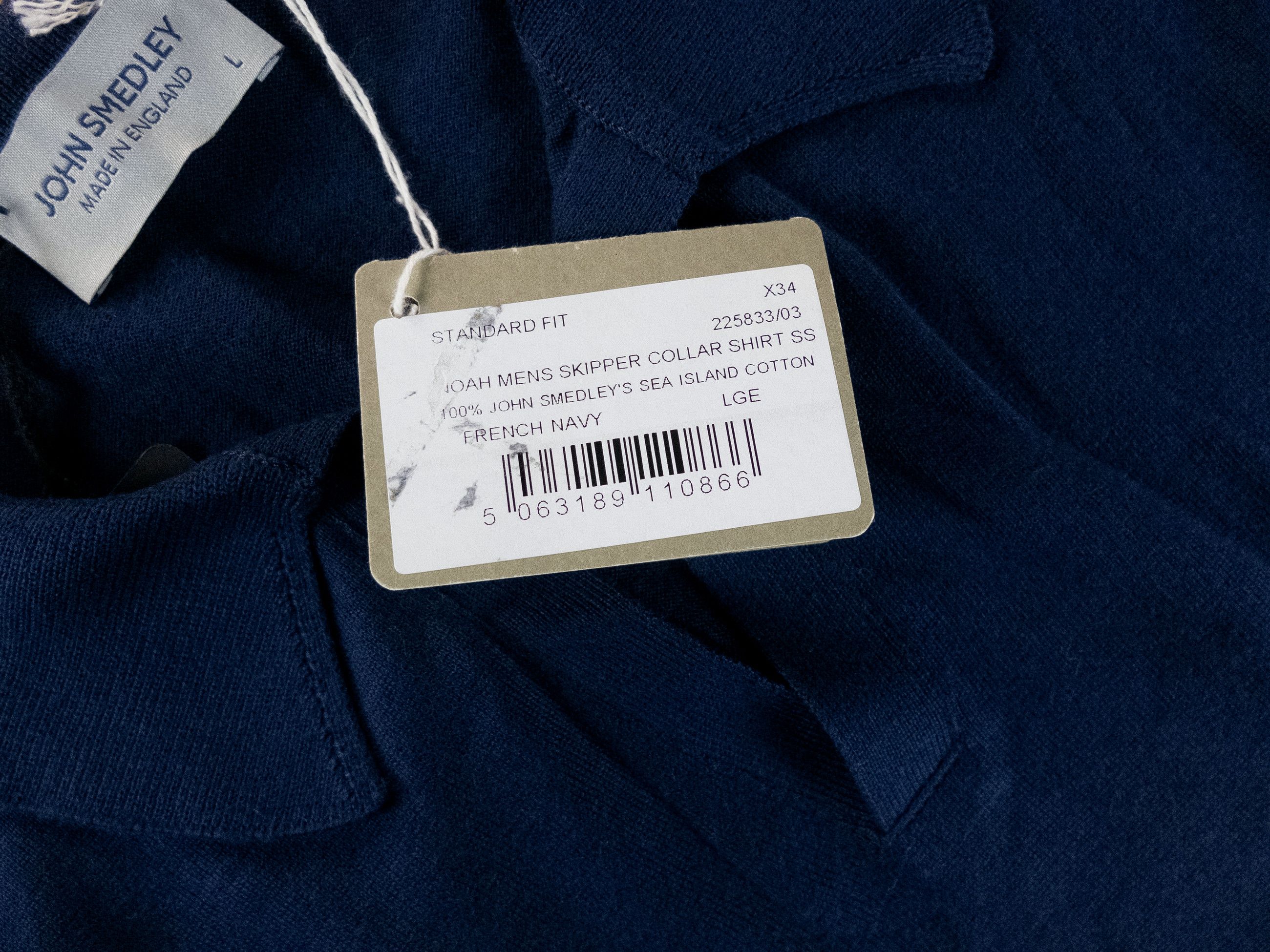 John Smedley JOHN SMEDLEY Noah navy blue knit cotton polo shirt Large q Size US L / EU 52-54 / 3 - 6 Thumbnail