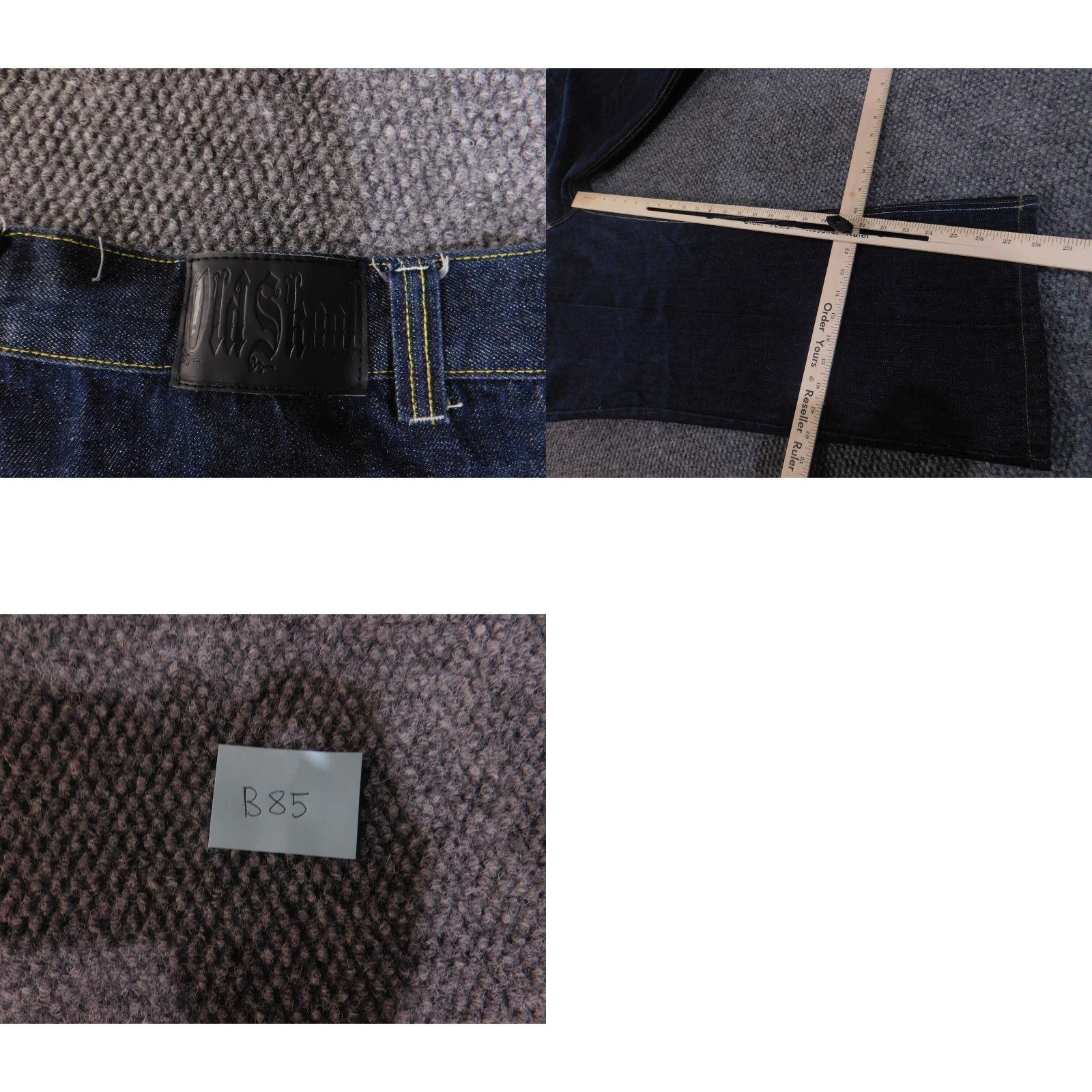 Denime Old Skool Jeans Mens 40 Blue Dark Wash Wide Leg Baggy Embroidered Pockets Denim Size US 40 / EU 56 - 8 Thumbnail