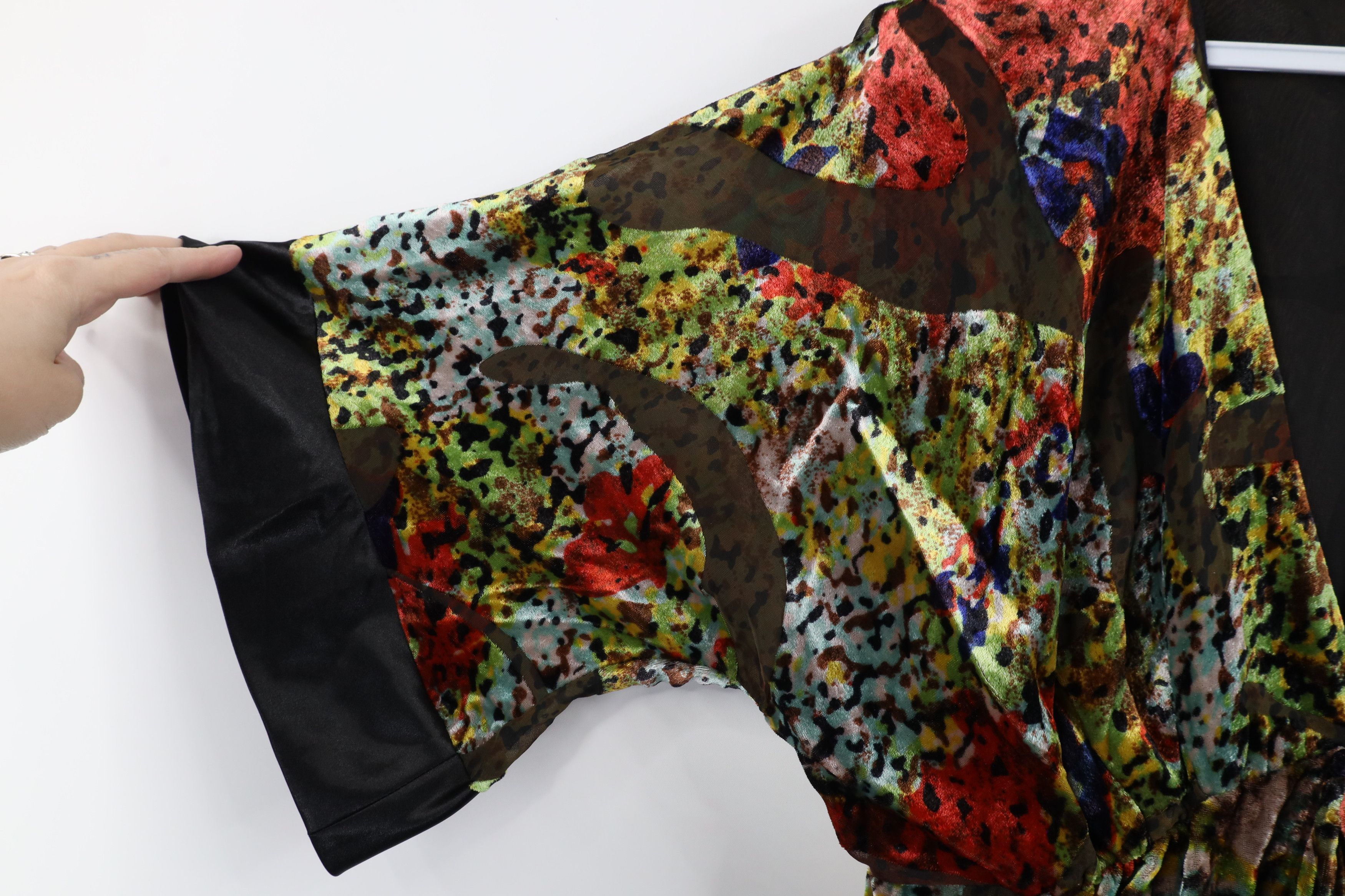 Vintage Vintage 90s Y2K Babydoll Abstract Velour Kimono Style Shirt Size XL / US 12-14 / IT 48-50 - 5 Thumbnail