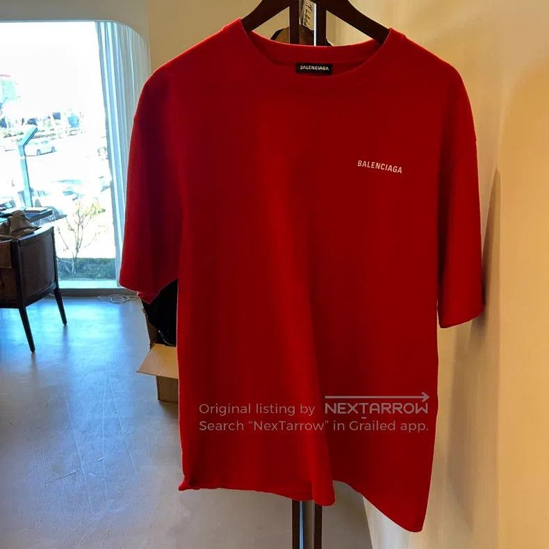Balenciaga Balenciaga Red Front and Back Logo Short Sleeve Size US M / EU 48-50 / 2 - 1 Thumbnail