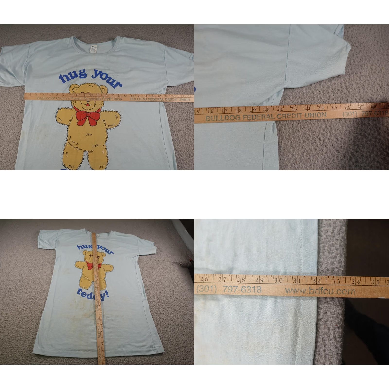 Vintage VINTAGE Hug Your Teddy Bear Graphic Shirt Womens One Size Blue KIKI Made USA 80s Size ONE SIZE - 8 Thumbnail