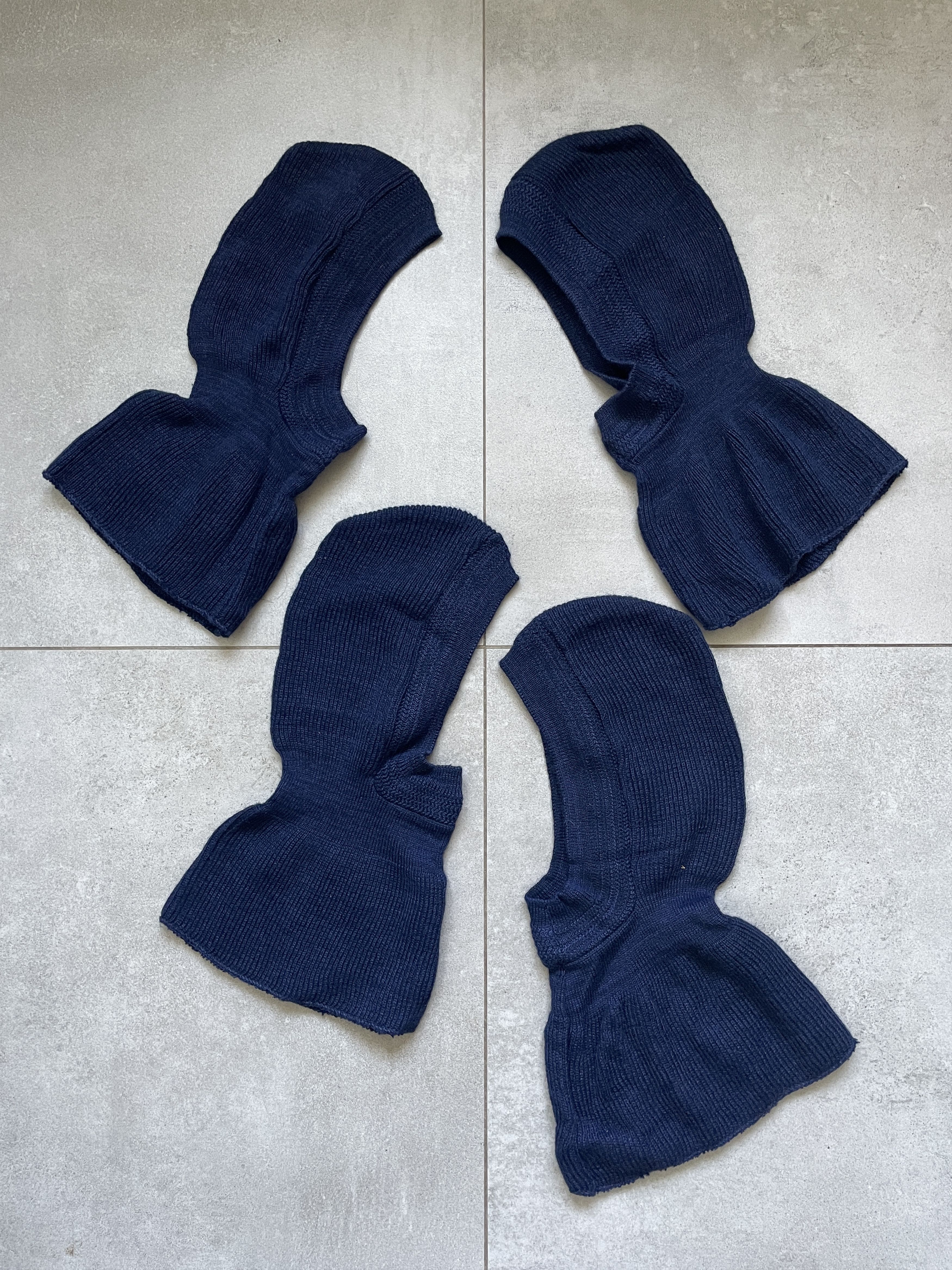 Handmade Y2K DARK NAVY RICK OWENS TYPE VIRGIN WOOL HOOD BALACLAVA Size ONE SIZE - 3 Thumbnail