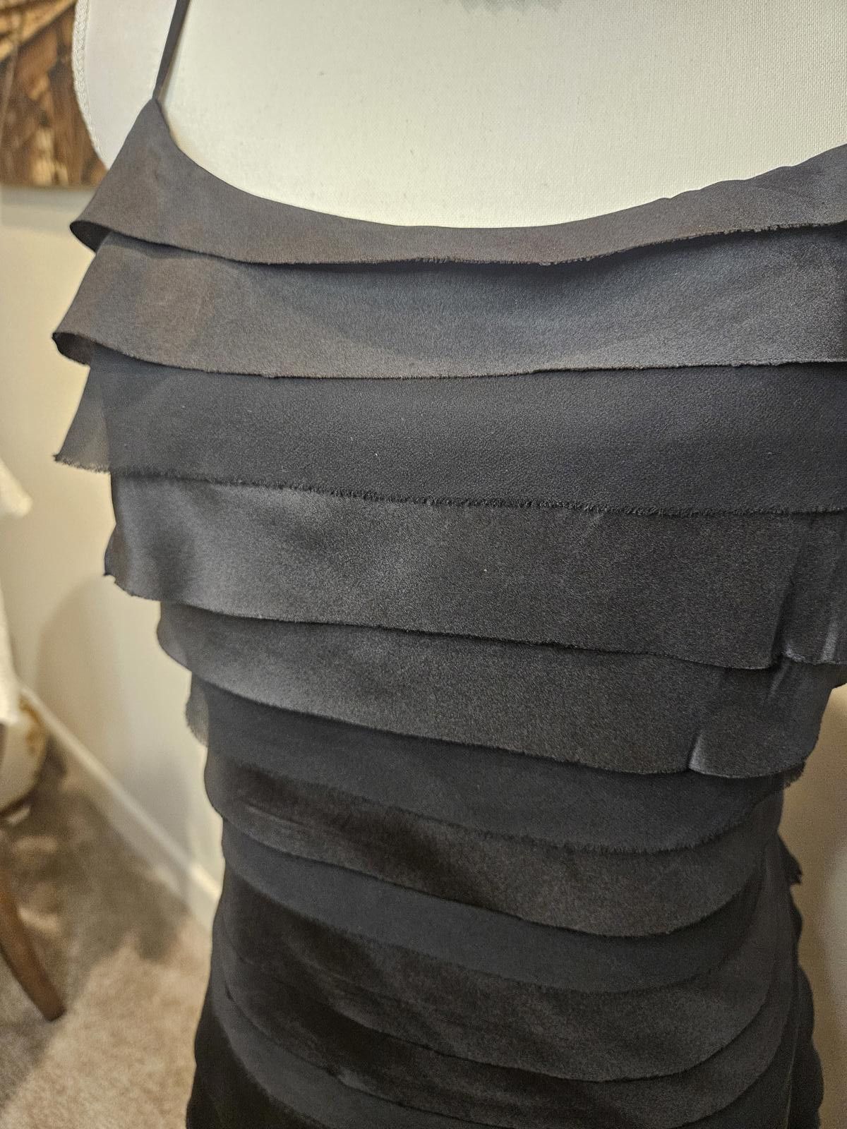 Ann Taylor Ann Taylor Black Satin Layered Dress Size XL / US 12-14 / IT 48-50 - 3 Thumbnail