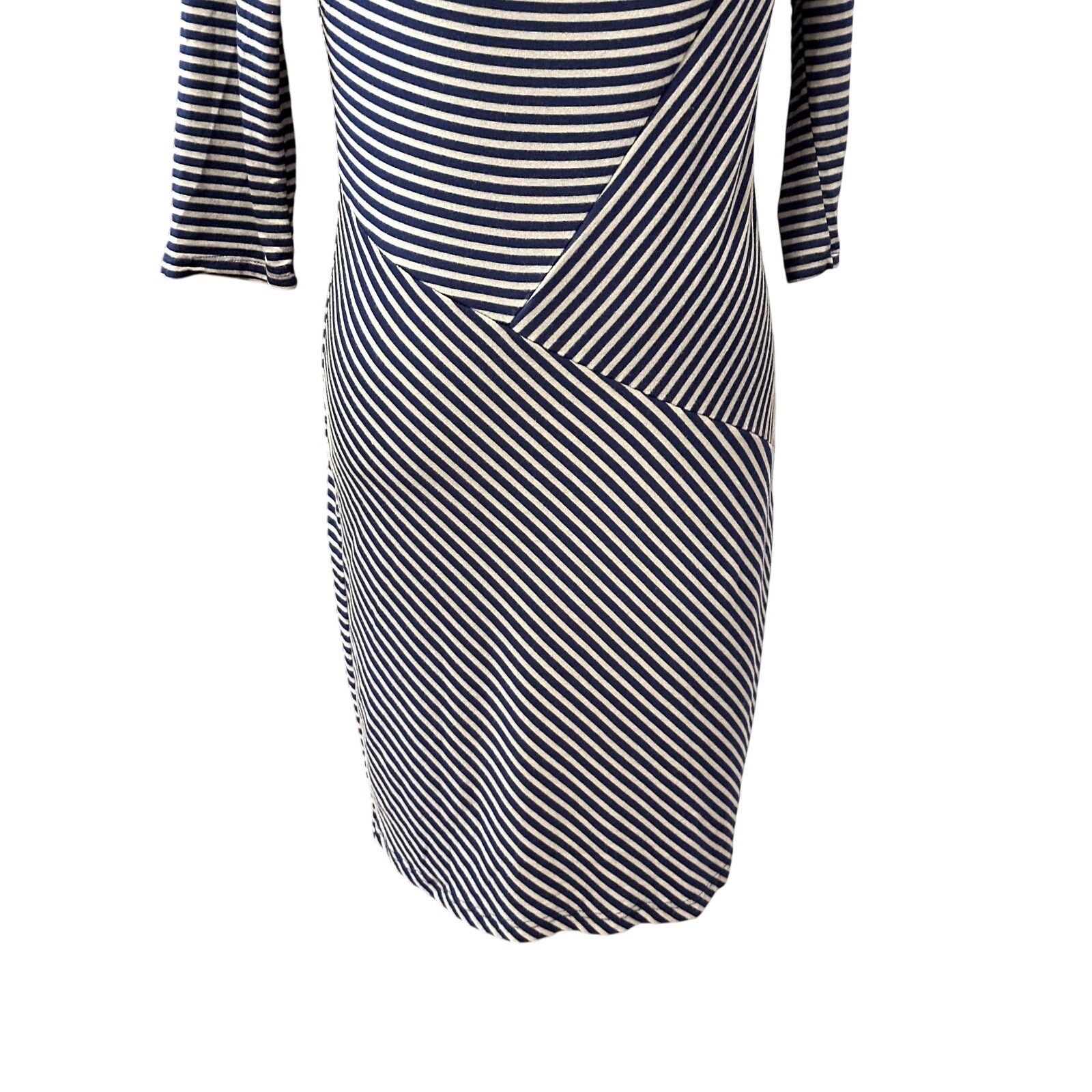 Other Gilli Sheath Dress Knit Fabric Drape Neck Stripe Blue/Gray L Size L / US 10 / IT 46 - 3 Thumbnail