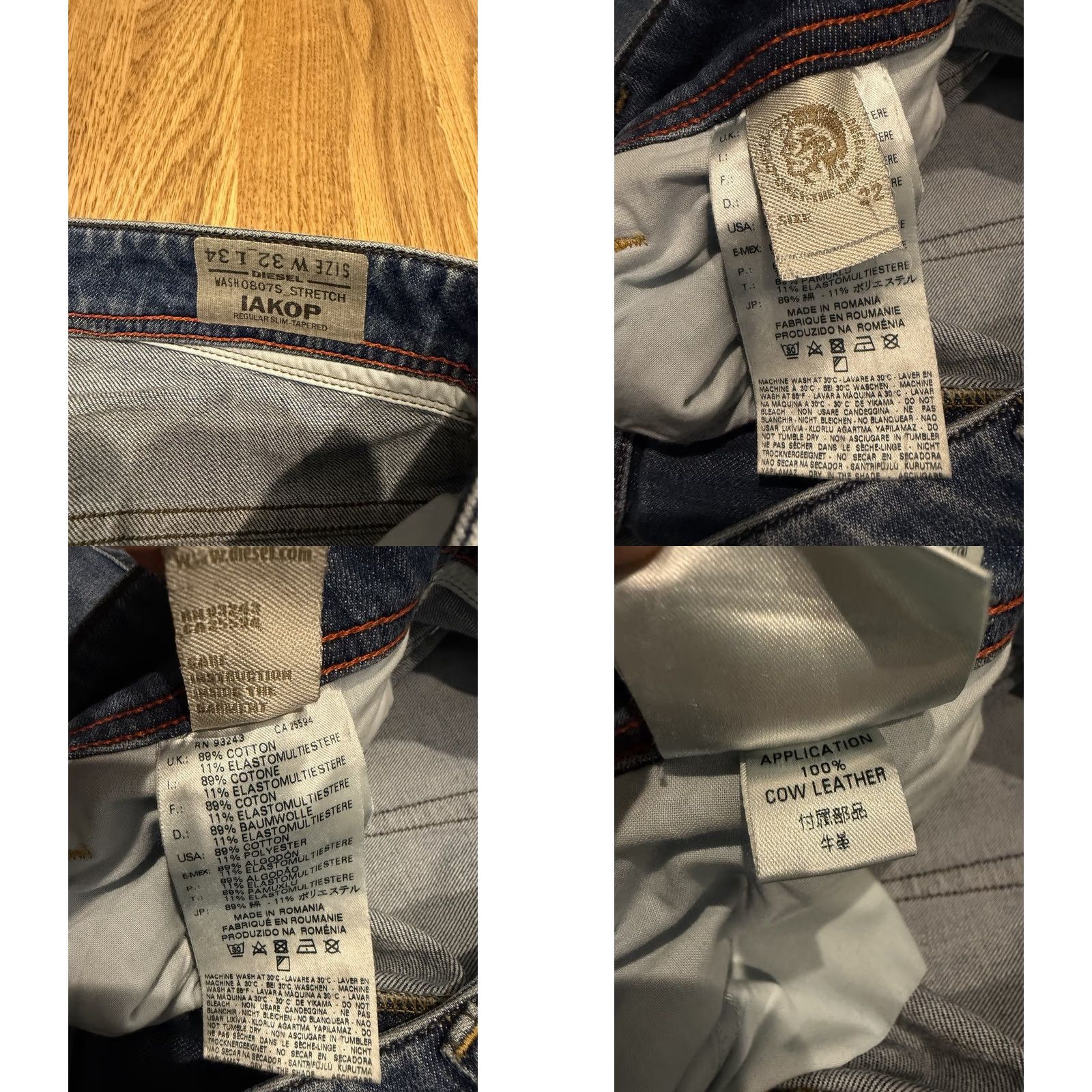 Diesel Diesel Iakop Denim Jeans Men’s 32x34 Stretch Regular Slim Tapered Blue 0807S Size US 32 / EU 48 - 8 Thumbnail