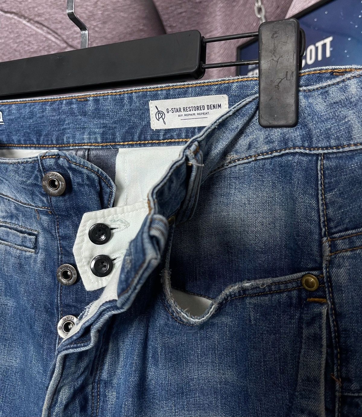 G-Star G-Star Raw D-Staq 3D Tapered Distressed Blue Denim W28 L34 Size US 28 / EU 44 - 12 Thumbnail