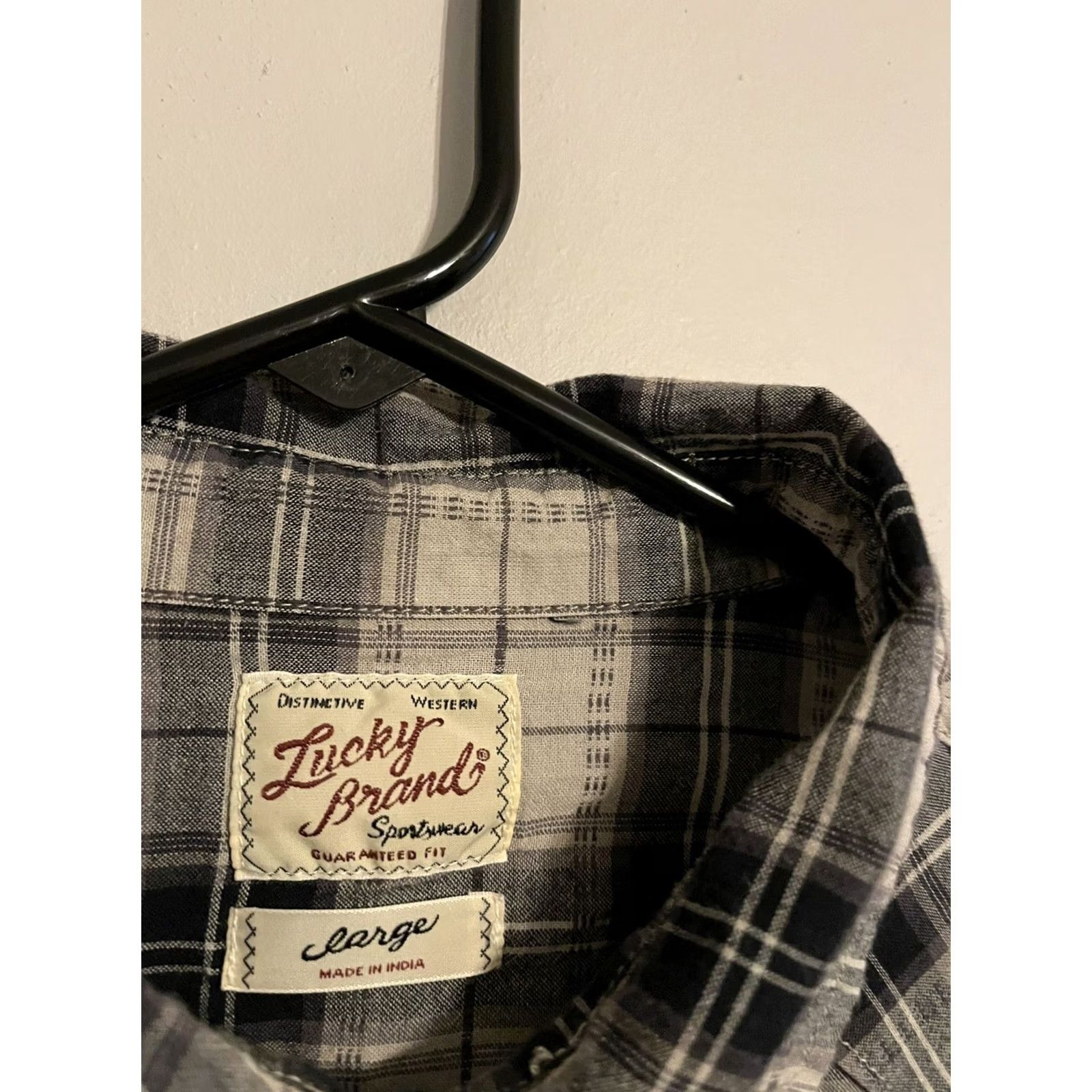 Lucky Brand Lucky Brand Western Shirt Men's Large L Gray Plaid Flannel Snap Button Up Size US L / EU 52-54 / 3 - 3 Thumbnail