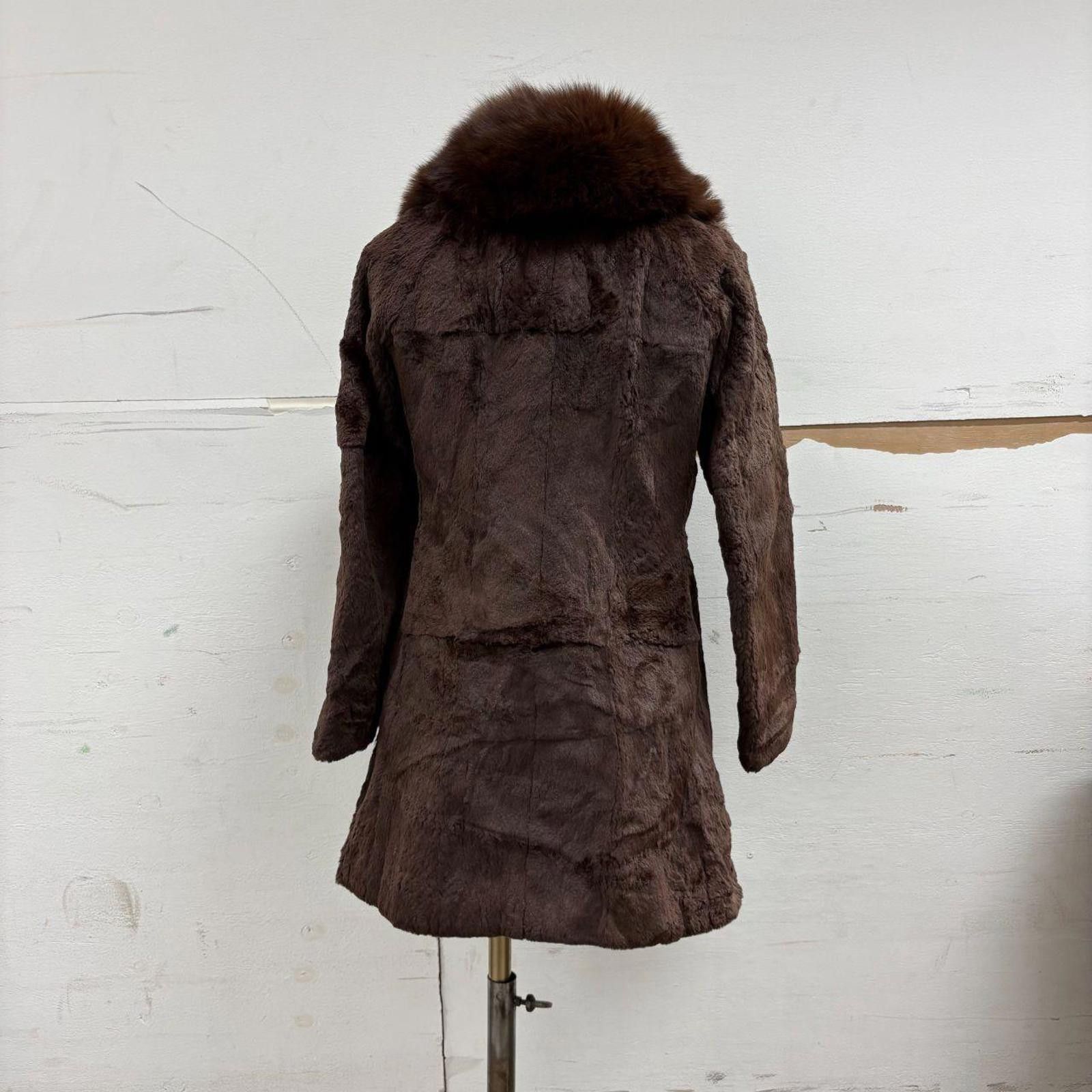 Other Vintage Brown Rabbit Fur Coat with Oversized Fox Collar Size S / US 4 / IT 40 - 2 Thumbnail