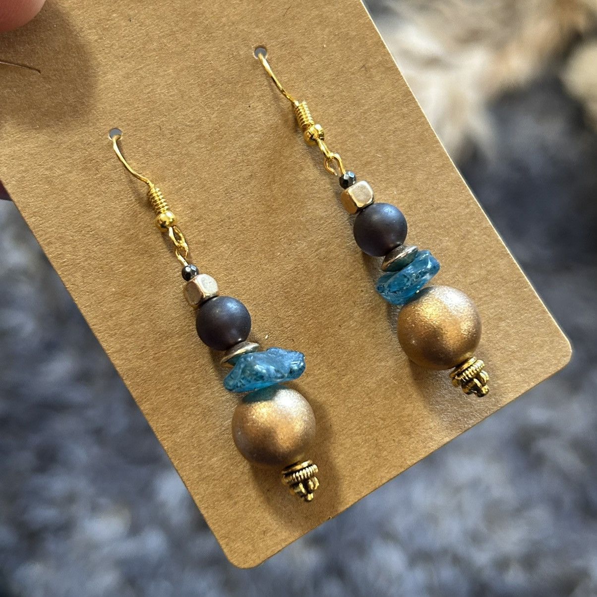 Handmade Handcrafted elegant matte vintage bead earrings Size ONE SIZE - 1 Thumbnail