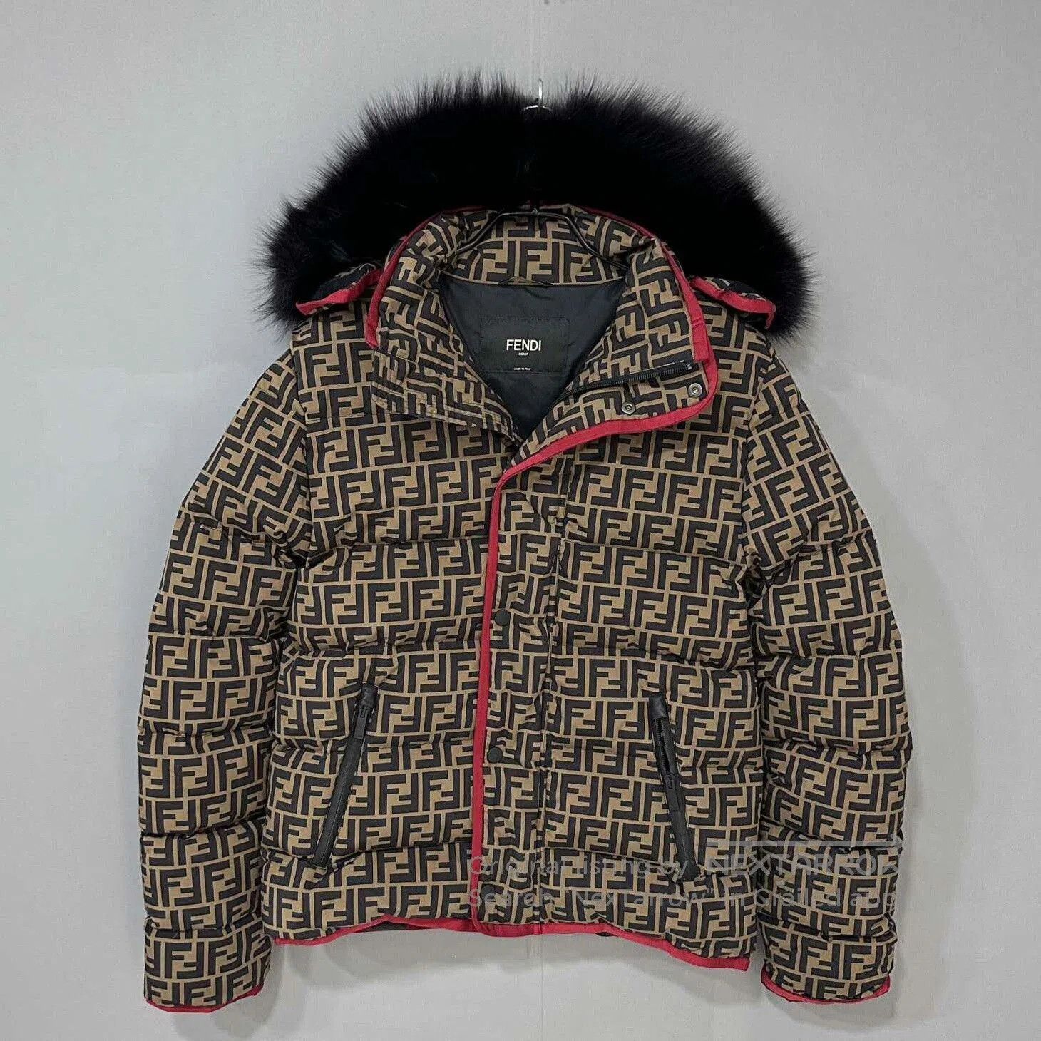 Fendi fendi double f print down jacket with fur collar. Size US L / EU 52-54 / 3 - 2 Thumbnail
