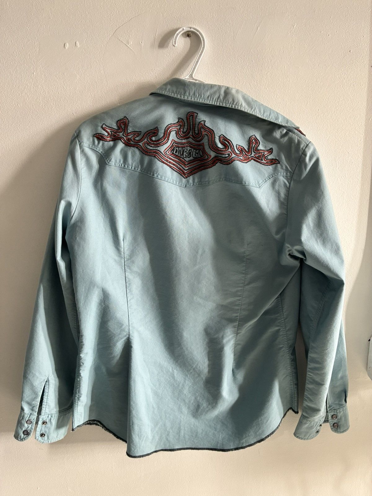 Diesel men’s light blue medium diesel pearl button up long Sleeve. Size US M / EU 48-50 / 2 - 4 Thumbnail