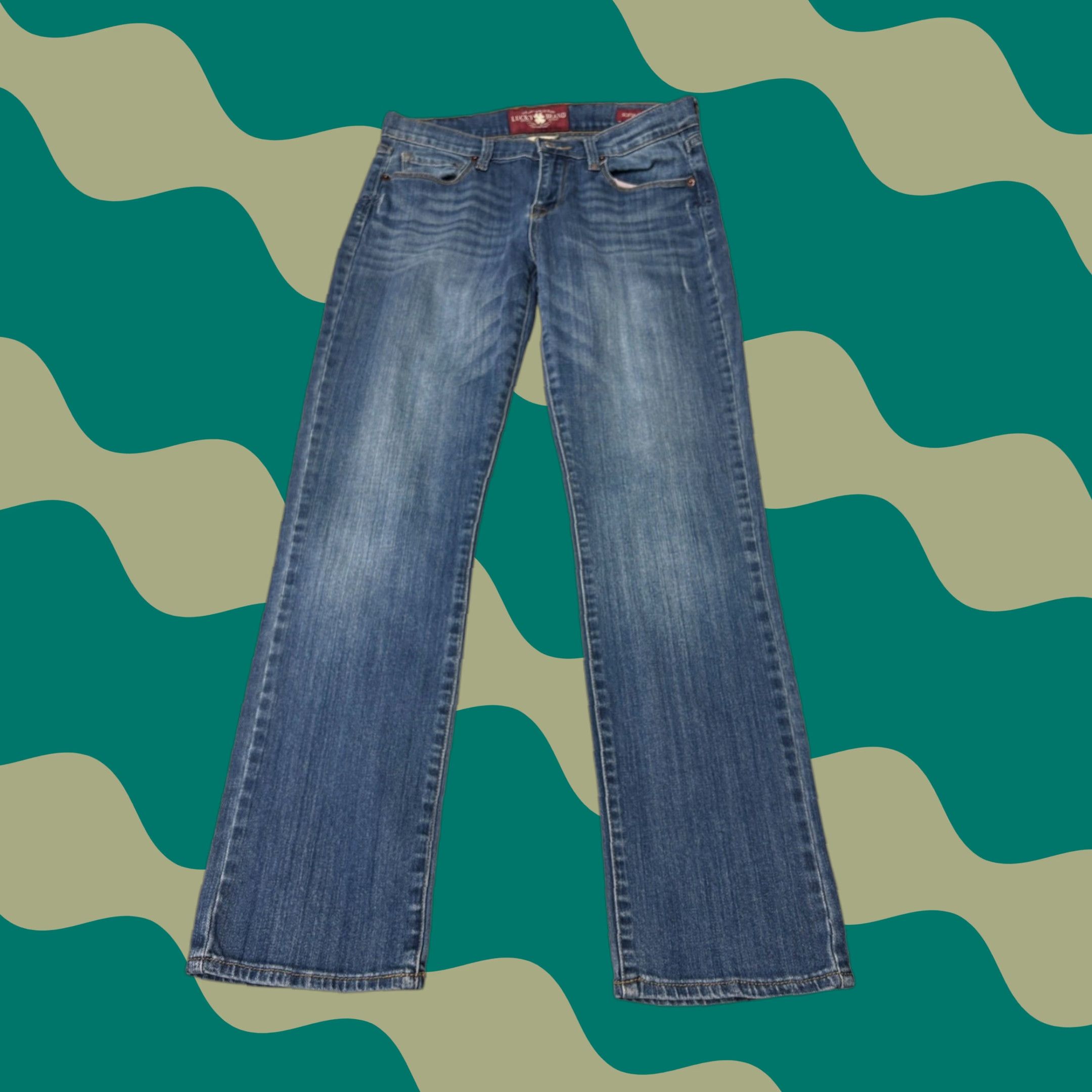 Lucky Brand Lucky Brand Sofia Straight Jeans Womens 8/29 W31XL29 Medium Wash Blue 5-Pocket Stretch Denim Vintage No Size 29" - 1 Thumbnail