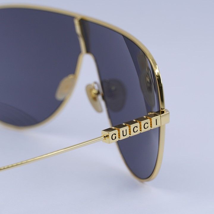 Gucci Gucci GG1436S 001 Sunglasses Yellow Gold Shield Frame, Grey Size ONE SIZE - 6 Thumbnail