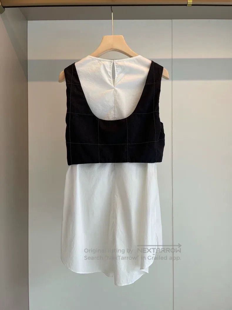 Brunello Cucinelli Brunello Cucinelli Black and White Fake Two Piece Beaded V Size L / US 10 / IT 46 - 2 Thumbnail