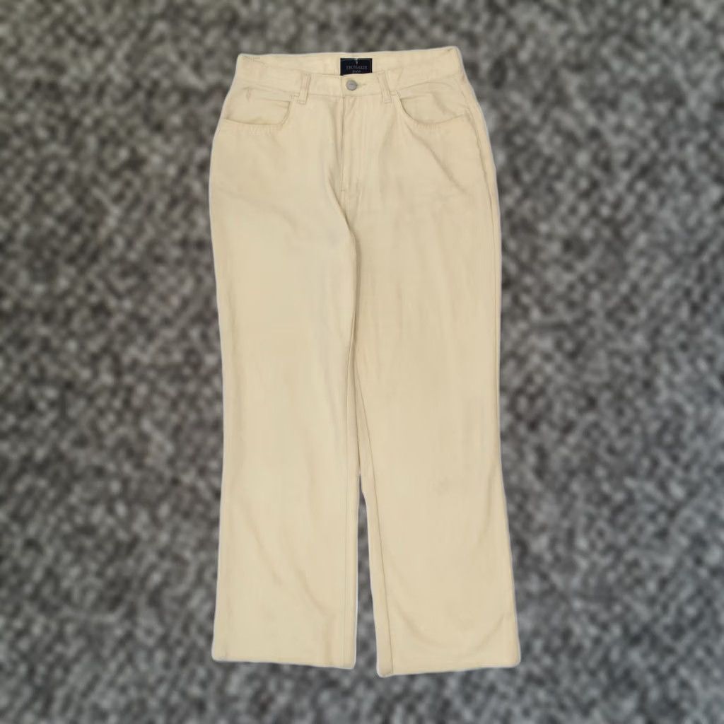 Trussardi VINTAGE TRUSSARDI Womens Bootcut Casual Trousers W28 L27 Beige Polyester RK05 Size 28" / US 6 / IT 42 - 1 Thumbnail