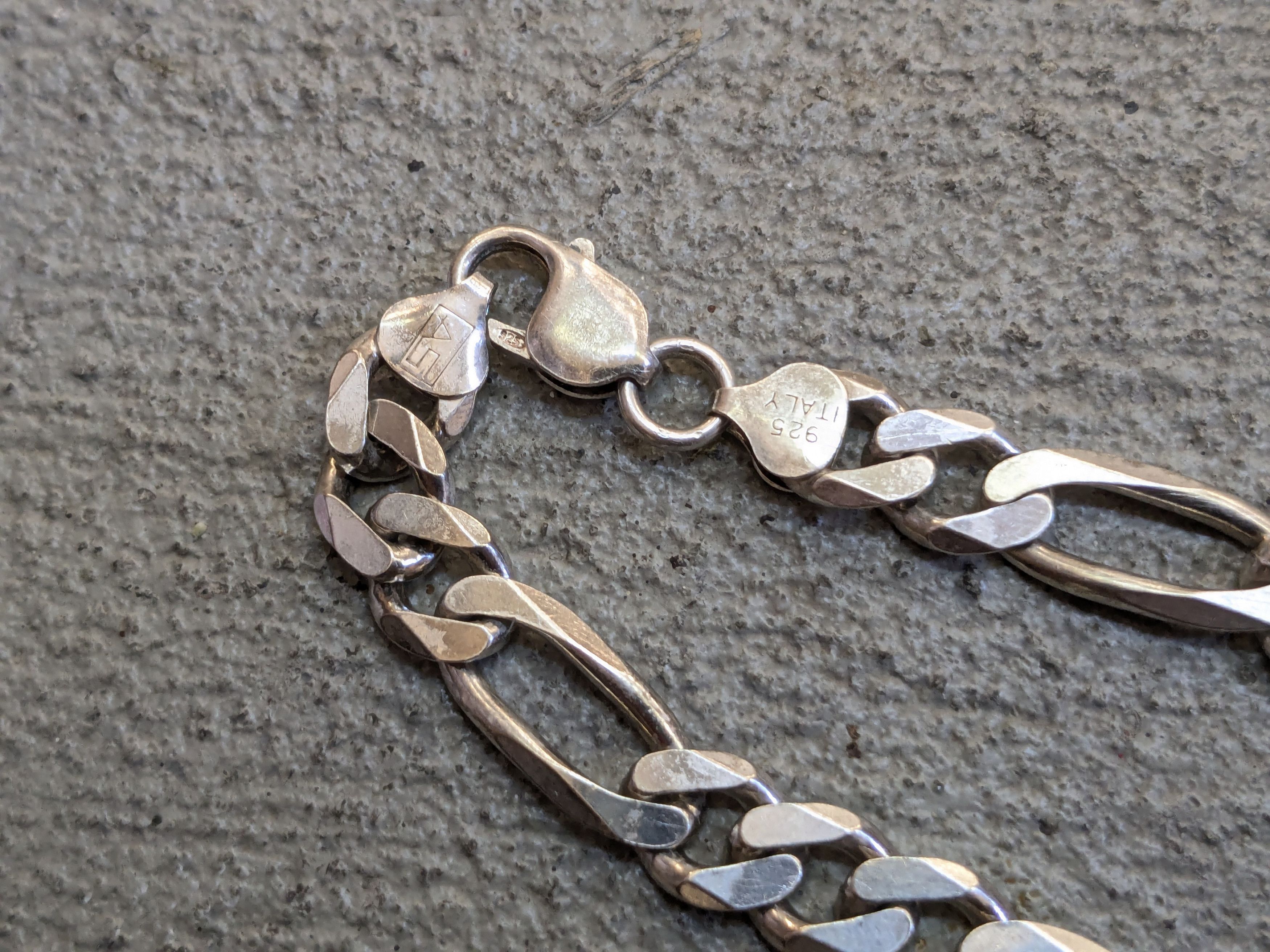 Other Sterling Silver Bracelet 8" Figaro Link Chain Biker Punk Size ONE SIZE - 10 Thumbnail
