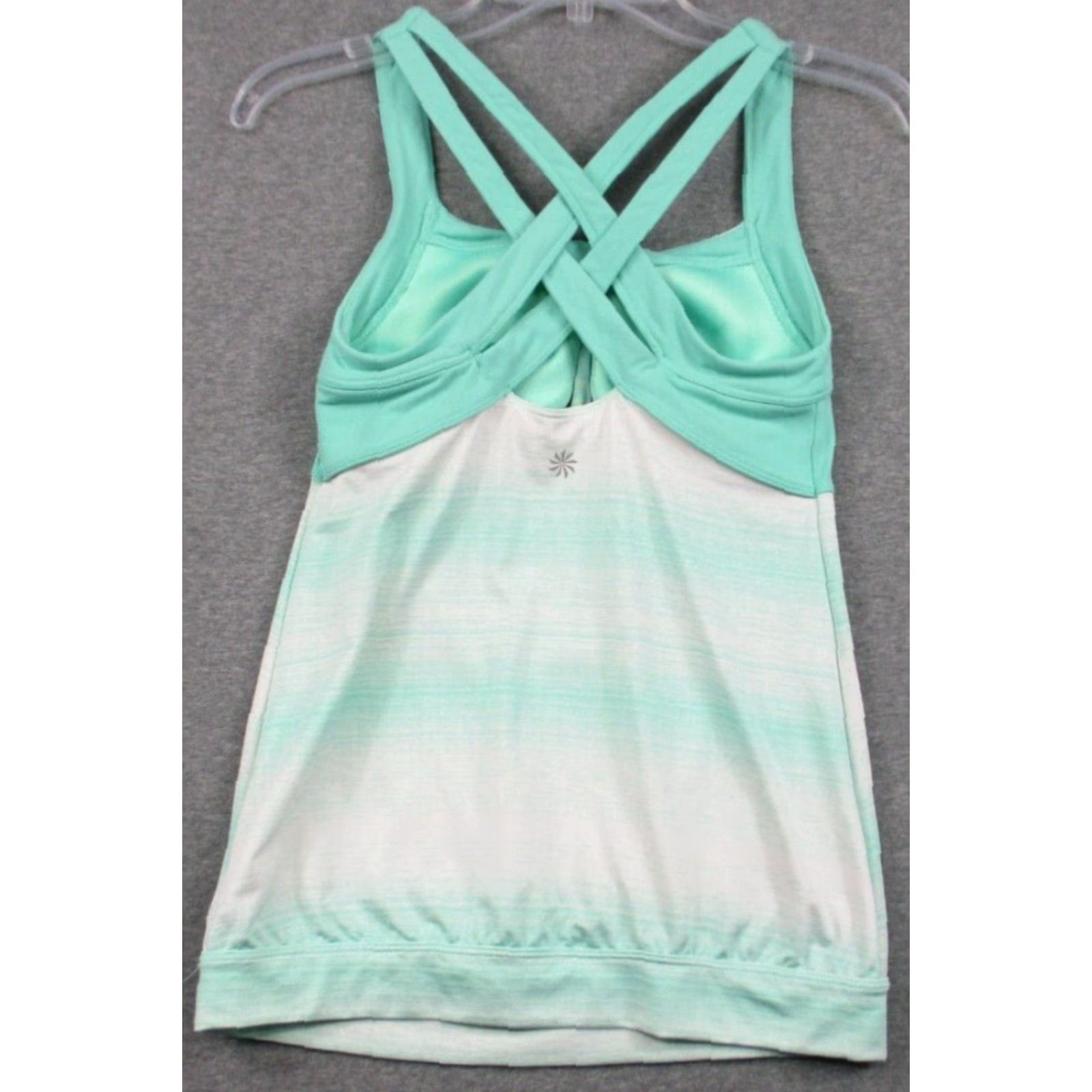 Athleta Athleta Athletic Top XS Woman Light Green Ombre Stripe Built In Bra Activewear Shirt Size XS / US 0-2 / IT 36-38 - 6 Thumbnail