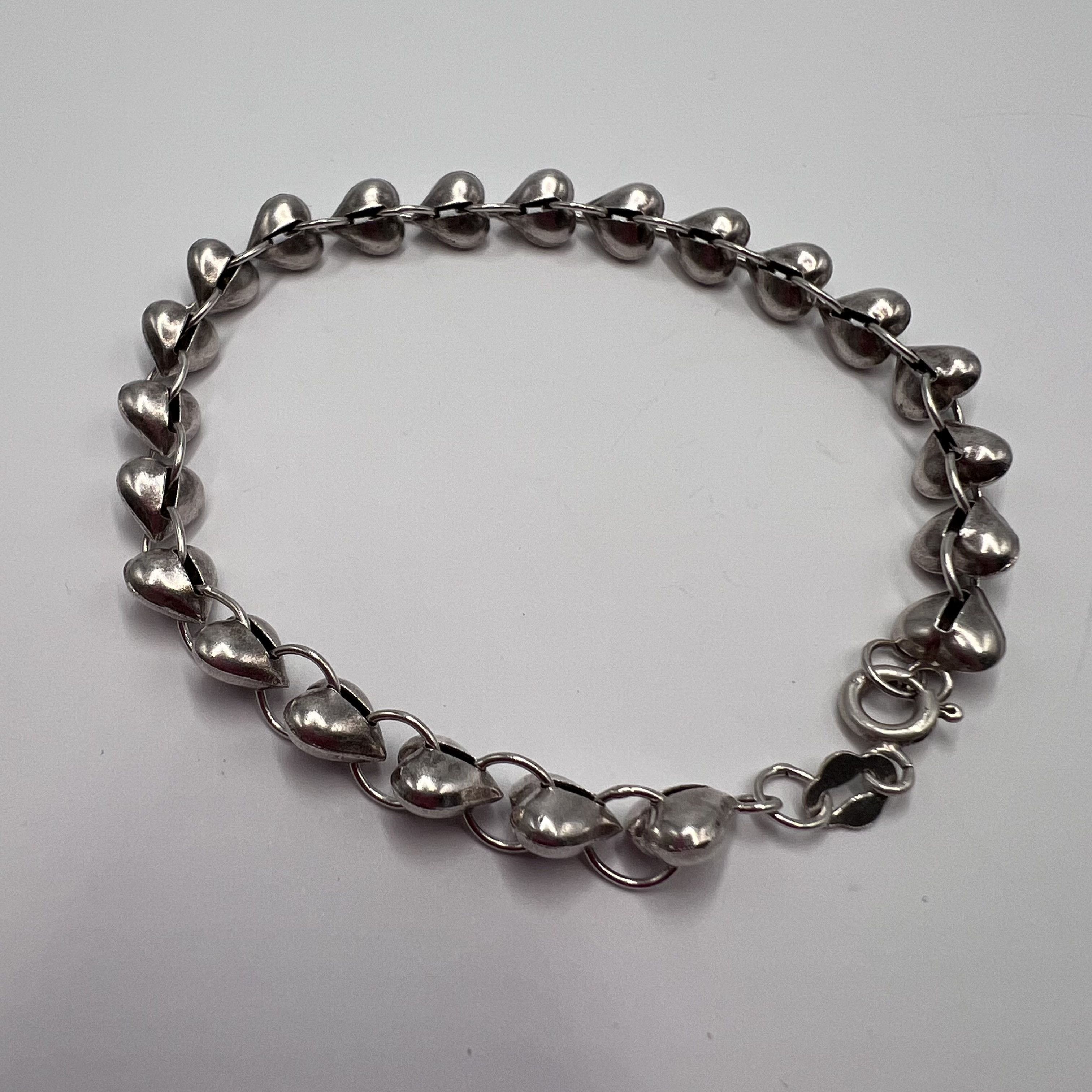 Vintage Vintage Used Bracelet Heart Sterling Silver 925 Size ONE SIZE - 10 Thumbnail