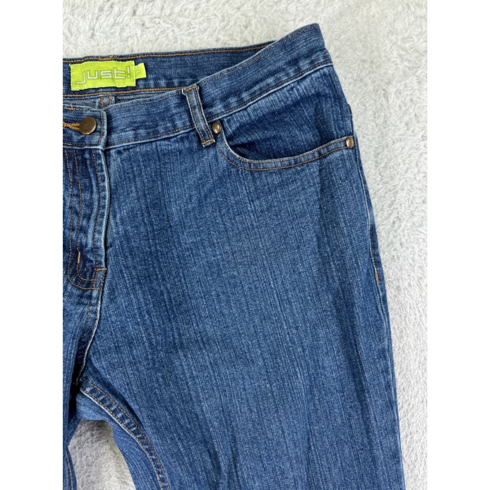 Denime SaltWorks Jeans Women Flared 32 Blue Denim Medium Rise Cotton Inseam 31 5-Pocket Distressed Size 24" / US 00 / IT 34 - 6 Thumbnail