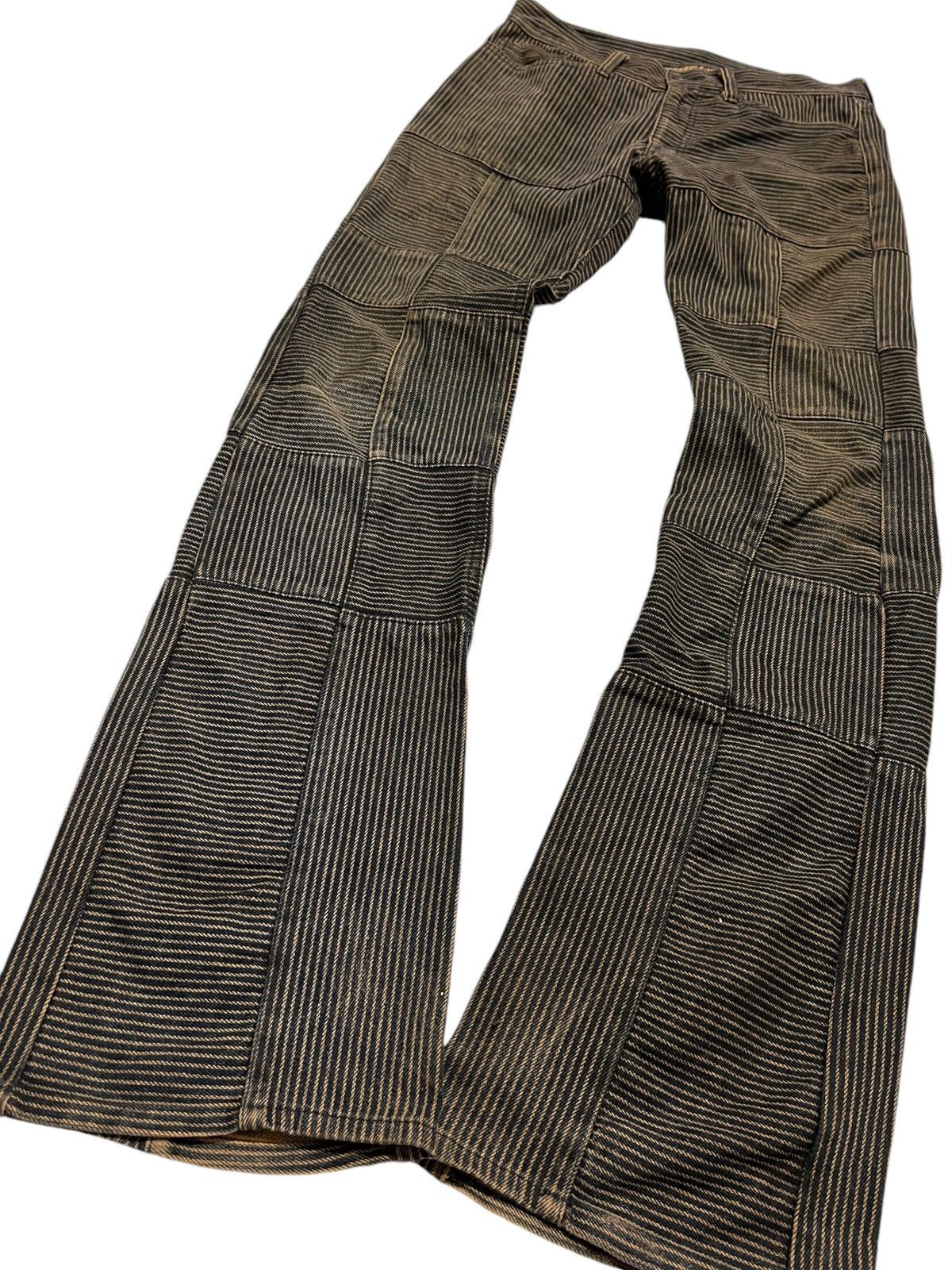 If Six Was Nine × Japanese Brand × Le Grande Bleu (L.G.B.) RUPERT mud rust Hickory Patchwork Flare Denim Size US 28 / EU 44 - 3 Thumbnail