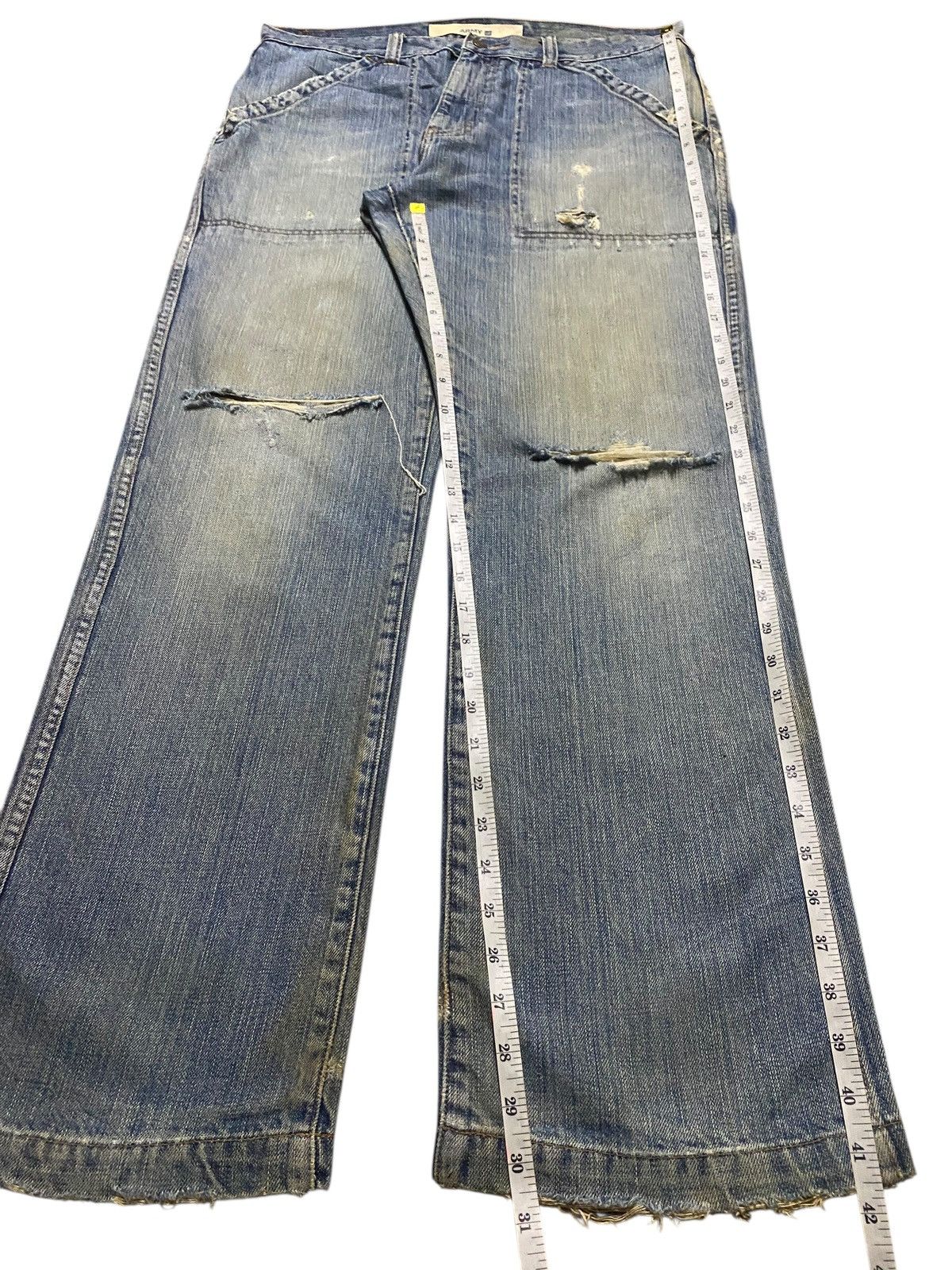 Dapper Dan × Gap Vintage Gap Army Light Wash Distressed Baggy Jeans Size US 35 - 12 Thumbnail