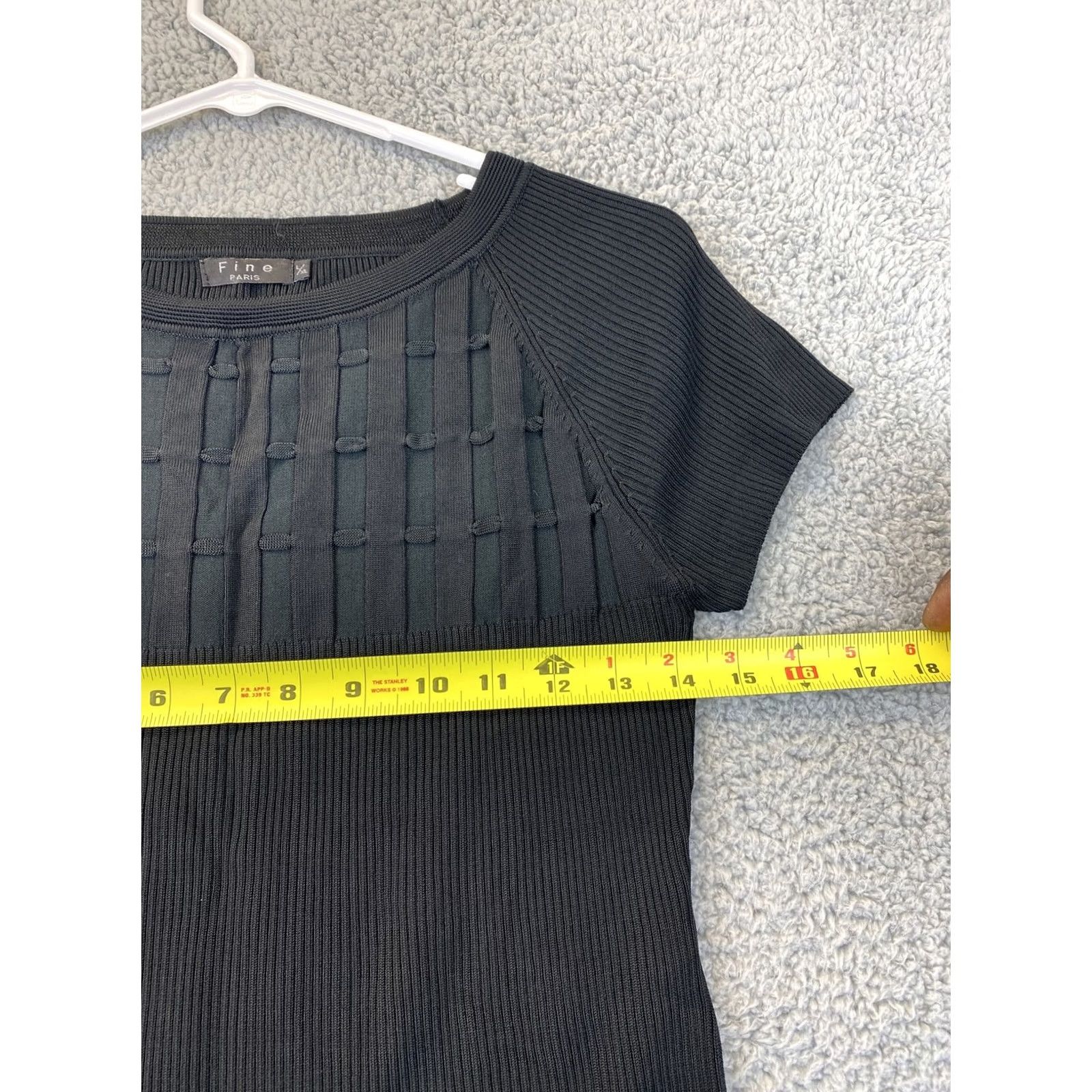 Vintage FINE PARIS COLLECTION Knit Top Women L Black Viscose Short Sleeve Scoop Neck Knit Top Paris Theme Womens Regular Sized L Black Visco Size L / US 10 / IT 46 - 4 Thumbnail